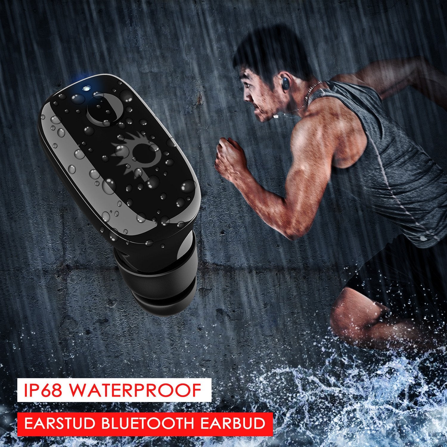 Punkcase EarStud Bluetooth Headphone, Wireless Waterproof Earbud Ultra Light & Comfortable Headset (jet black) - PunkCase NZ