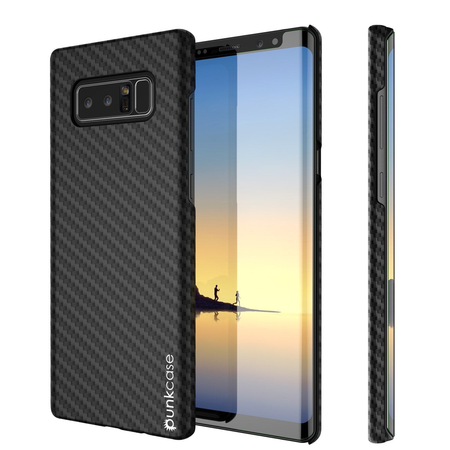 Galaxy Note 8 Case, Punkcase CarbonShield, Heavy Duty & Ultra Thin 2 Piece Dual Layer PU Leather Cover [shockproof][non slip] with PUNKSHIELD Screen Protector for Samsung Note 8 [jet black]