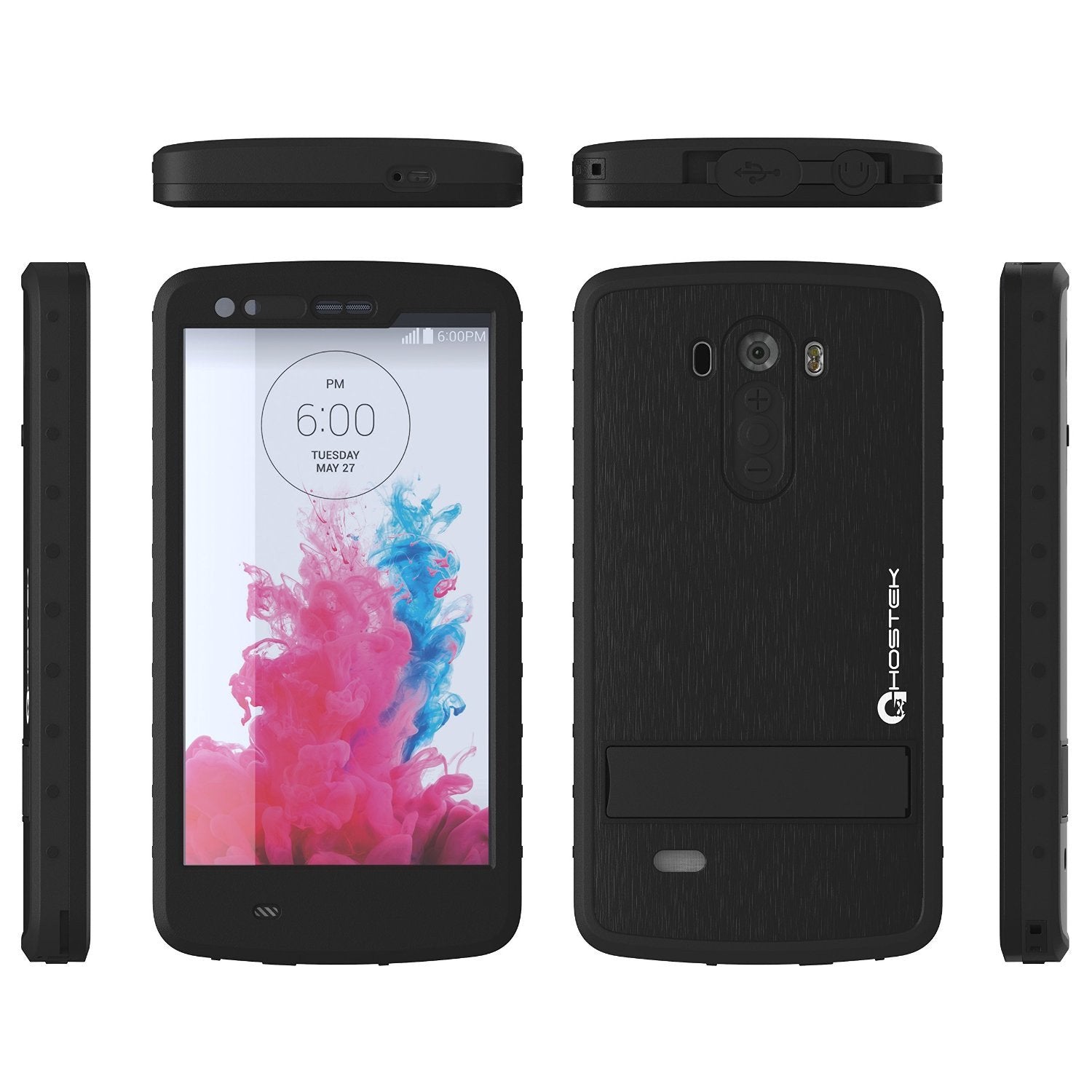 LG G3 Waterproof Case, Ghostek Atomic Black W/ Attached Screen Protector Fitted for LG G3 - PunkCase NZ