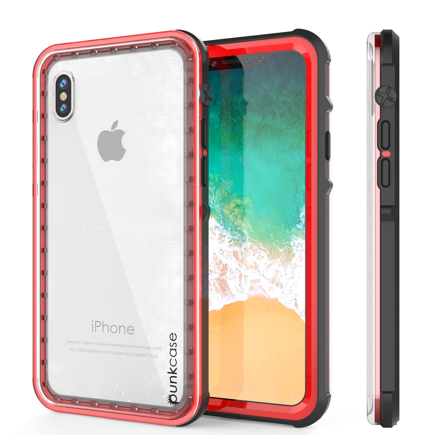 iPhone X Case, PUNKCase [CRYSTAL SERIES] Protective IP68 Certified Cover [Red]