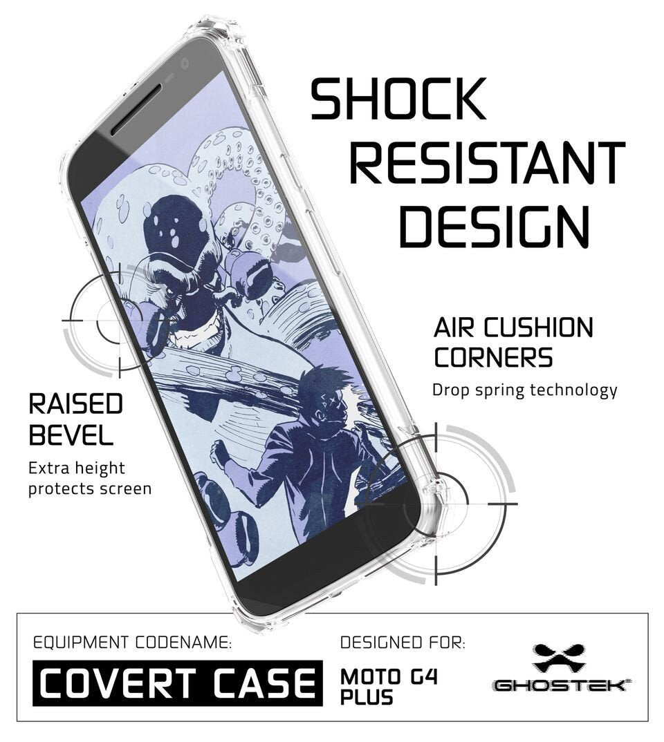 Moto G4+ Plus Case, Ghostek Covert Clear Series | Clear TPU | Explosion-Proof Screen Protector - PunkCase NZ