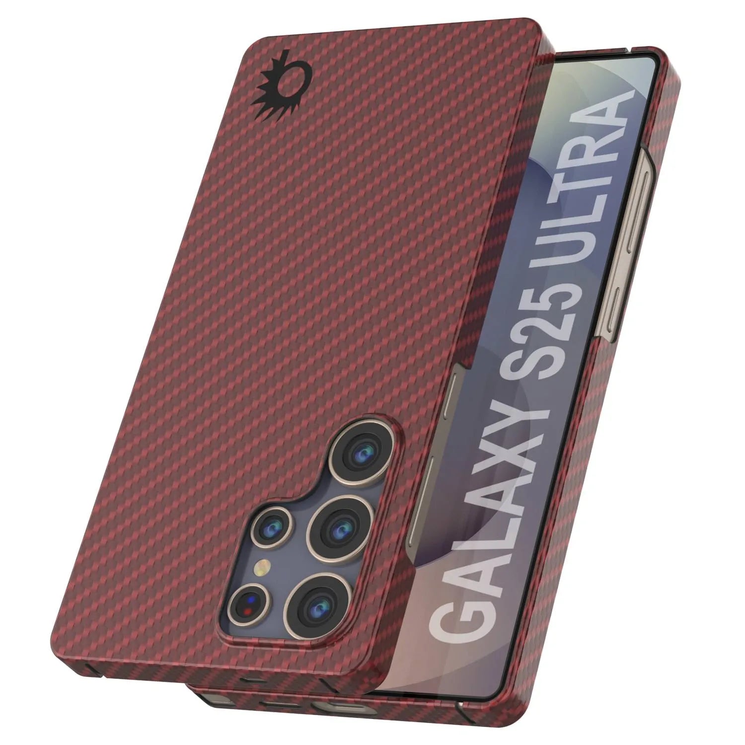 Punkcase Galaxy S25 Ultra Carbon Fiber Case [AramidShield Series] Ultra Slim & Light Kevlar [Red]