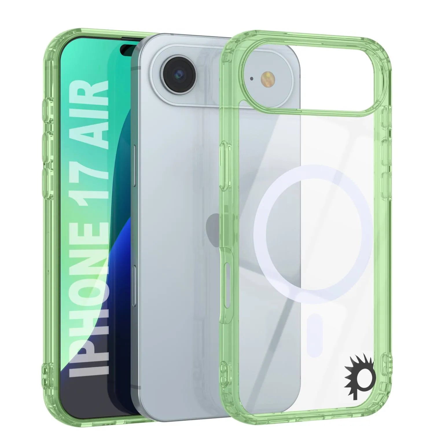 Punkcase iPhone 17 Air Magnetic Wireless Charging Case [ClearMag Series][Green]