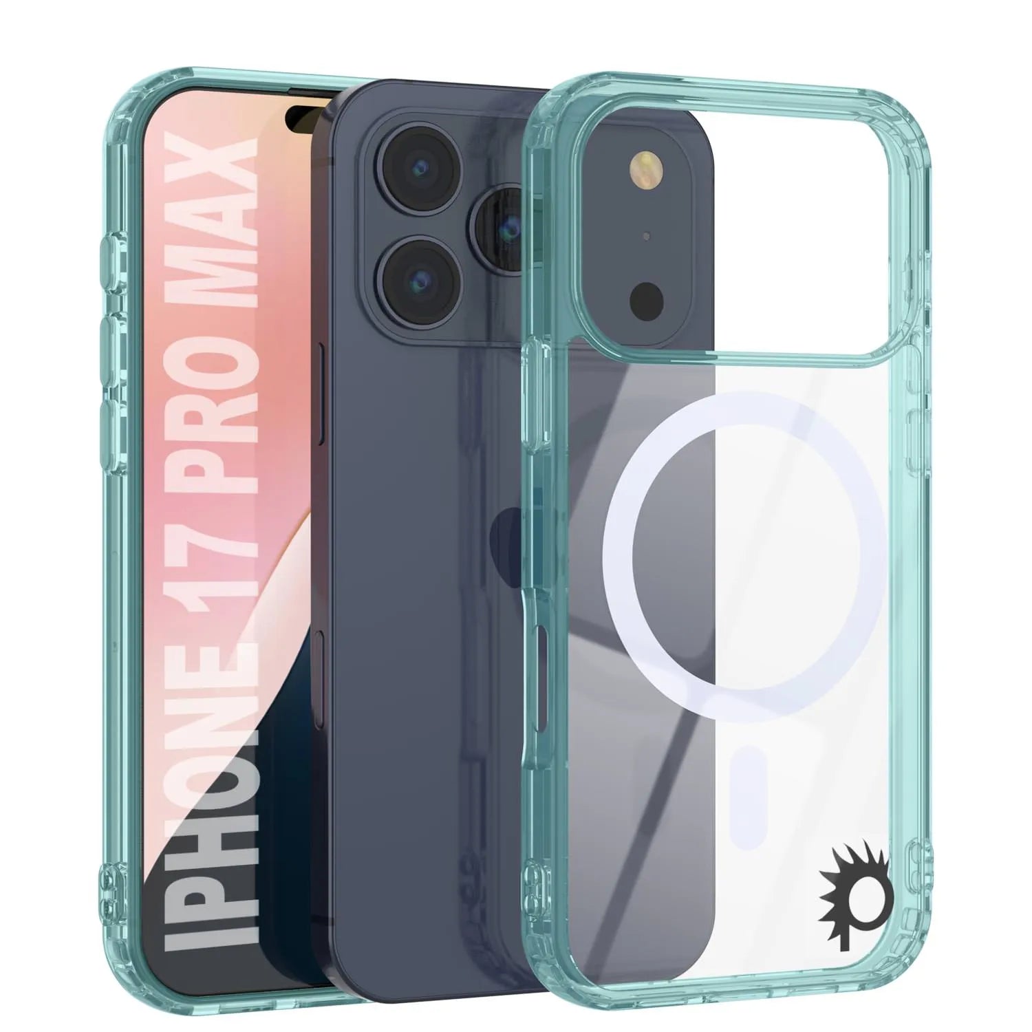 Punkcase iPhone 17 Pro Max Magnetic Wireless Charging Case [ClearMag Series][Teal]