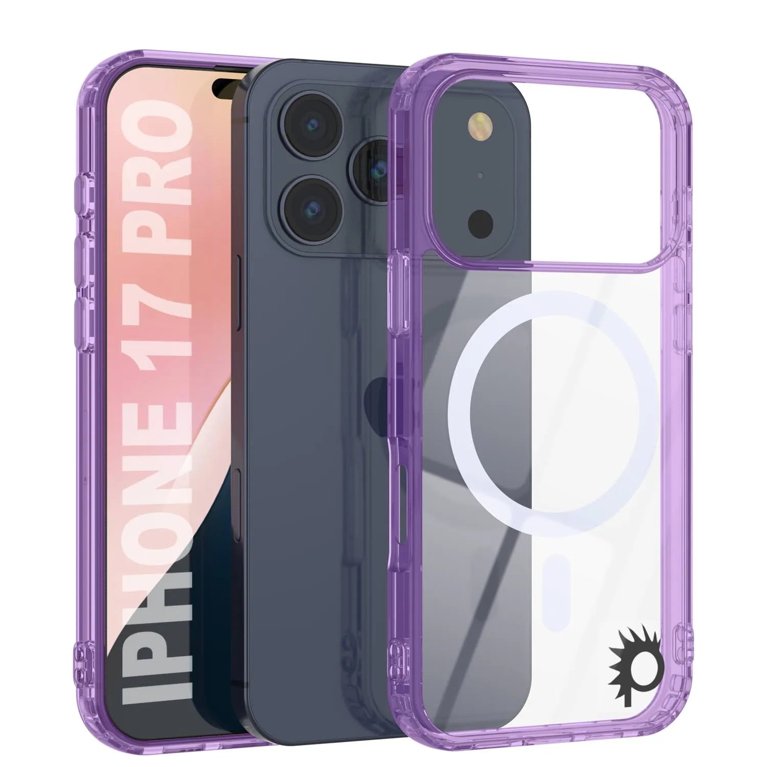 Punkcase iPhone 17 Pro Magnetic Wireless Charging Case [ClearMag Series][Purple]