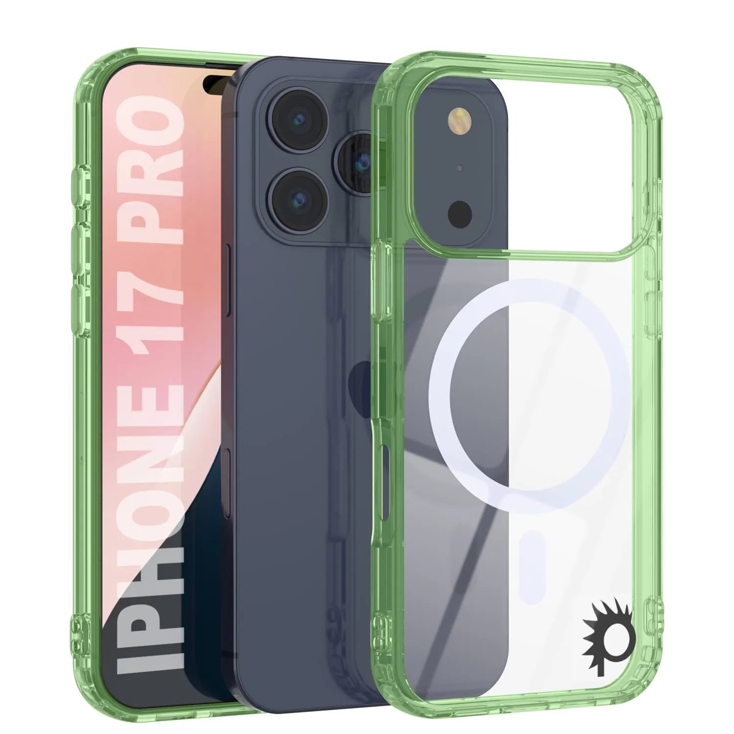 Punkcase iPhone 17 Pro Magnetic Wireless Charging Case [ClearMag Series][Green]