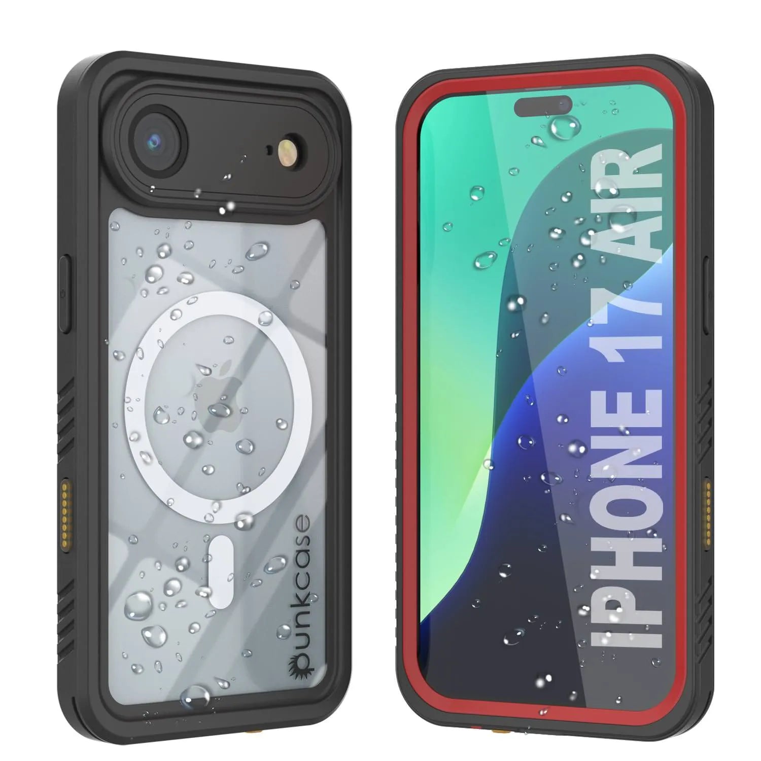 iPhone 17 Air Waterproof Case, Punkcase [Extreme Series] Armor Cover W/ Built In Screen Protector [Red]