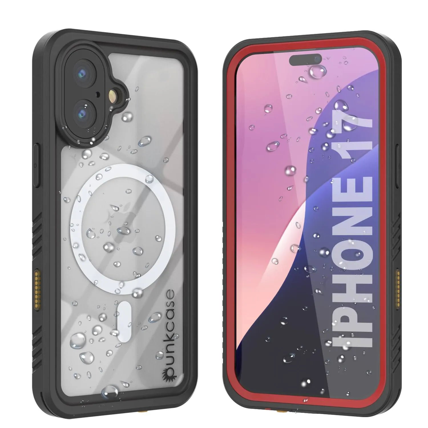 iPhone 17 Waterproof Case, Punkcase [Extreme Series] Armor Cover W/ Built In Screen Protector [Red]