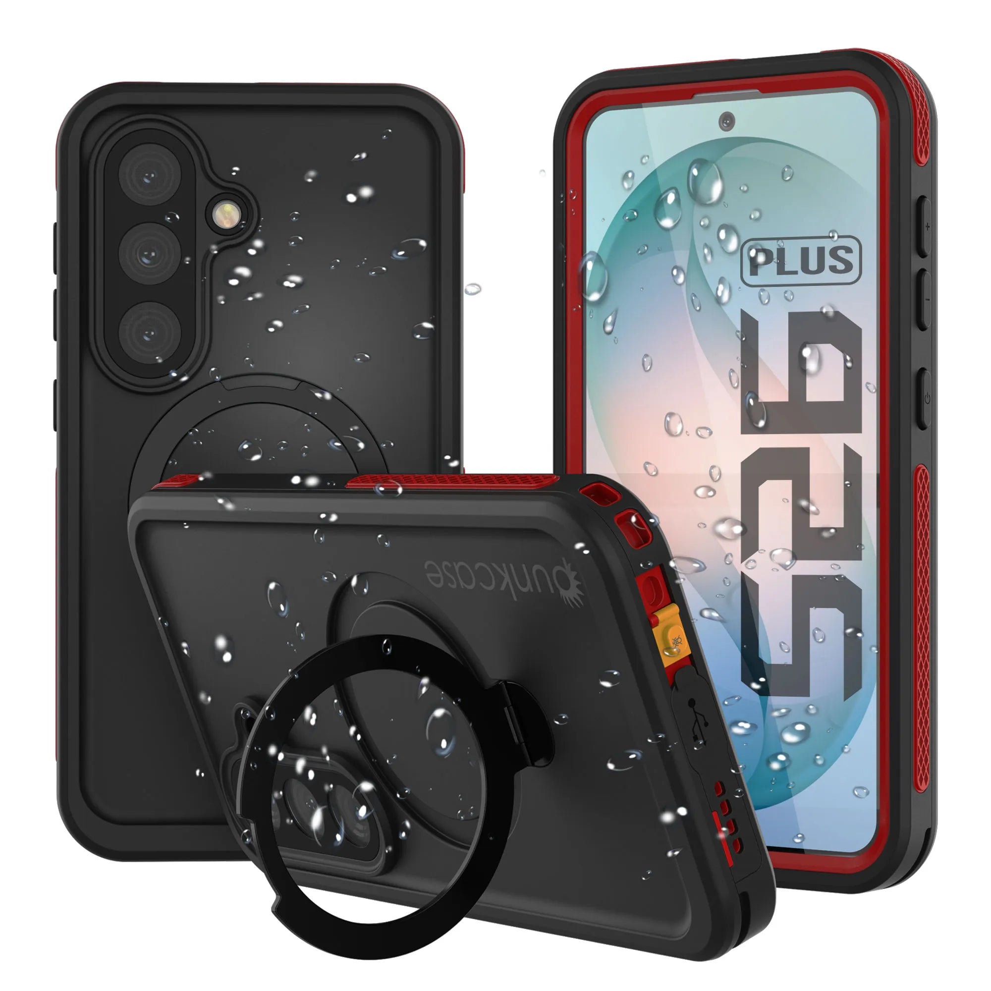 Galaxy S26 Plus Waterproof Case [Kickstud 2.0 Series] Protective IP68 Cover W/Screen Protector & Kickstand [Red]