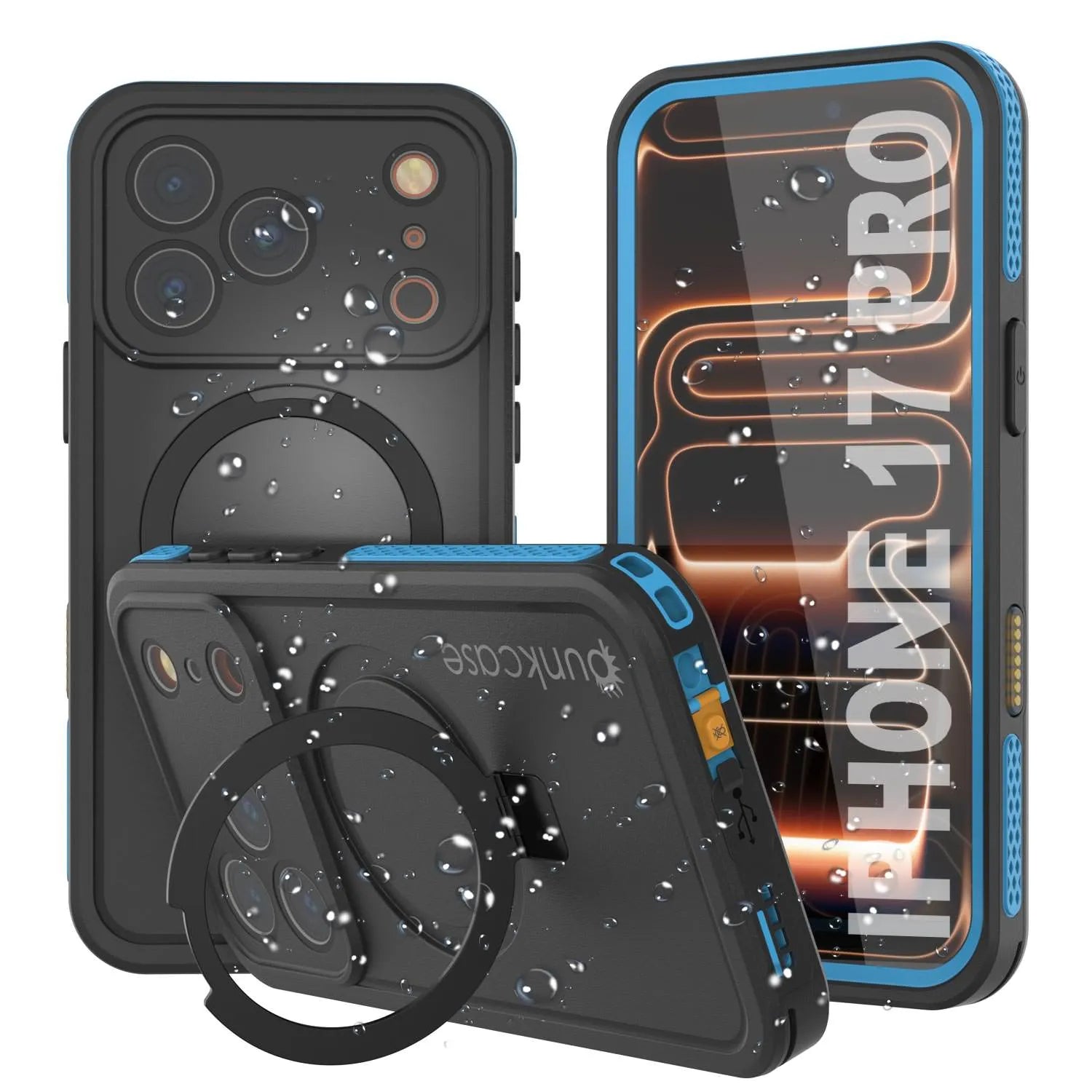 iPhone 17 pro Waterproof Case [Kickstud 2.0 Series] Protective IP68 Cover W/Screen Protector & Kickstand [Blue]