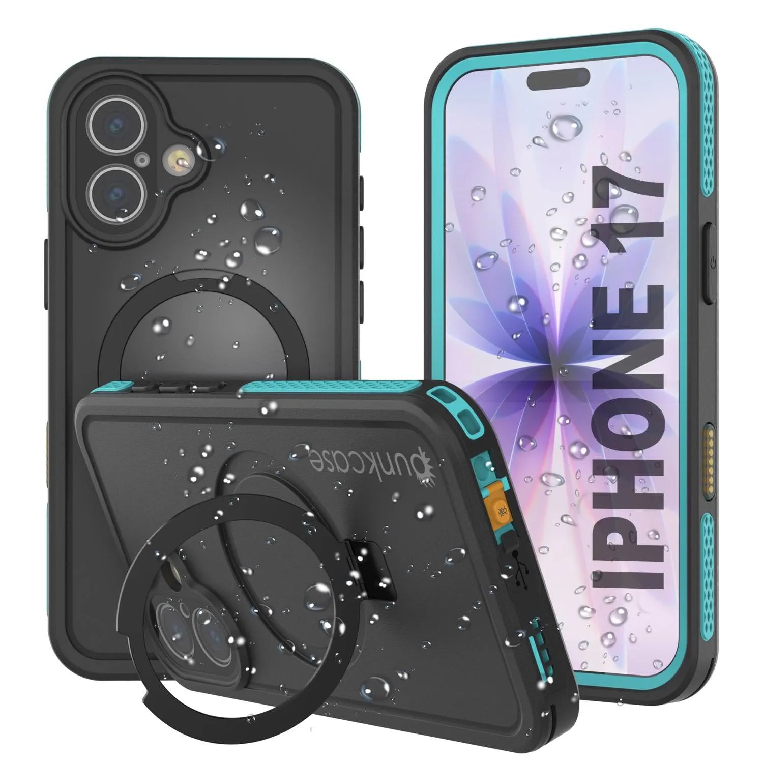 iPhone 17 Waterproof Case [Kickstud 2.0 Series] Protective IP68 Cover W/Screen Protector & Kickstand [Teal]