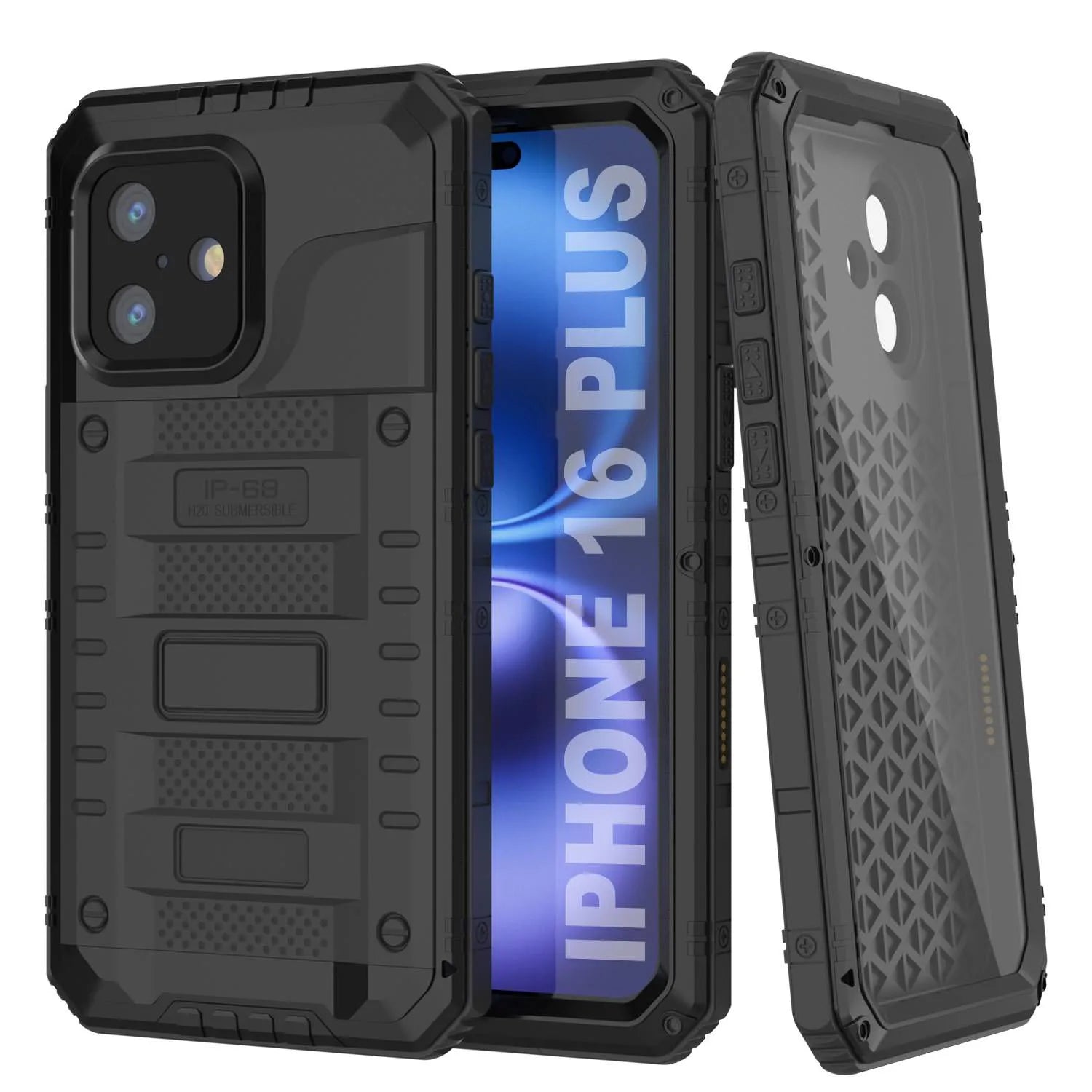 iPhone 16 Plus Metal Extreme 3.0 Series Aluminum Waterproof Case IP68 W/Buillt in Screen Protector & Kickstand [Gold]