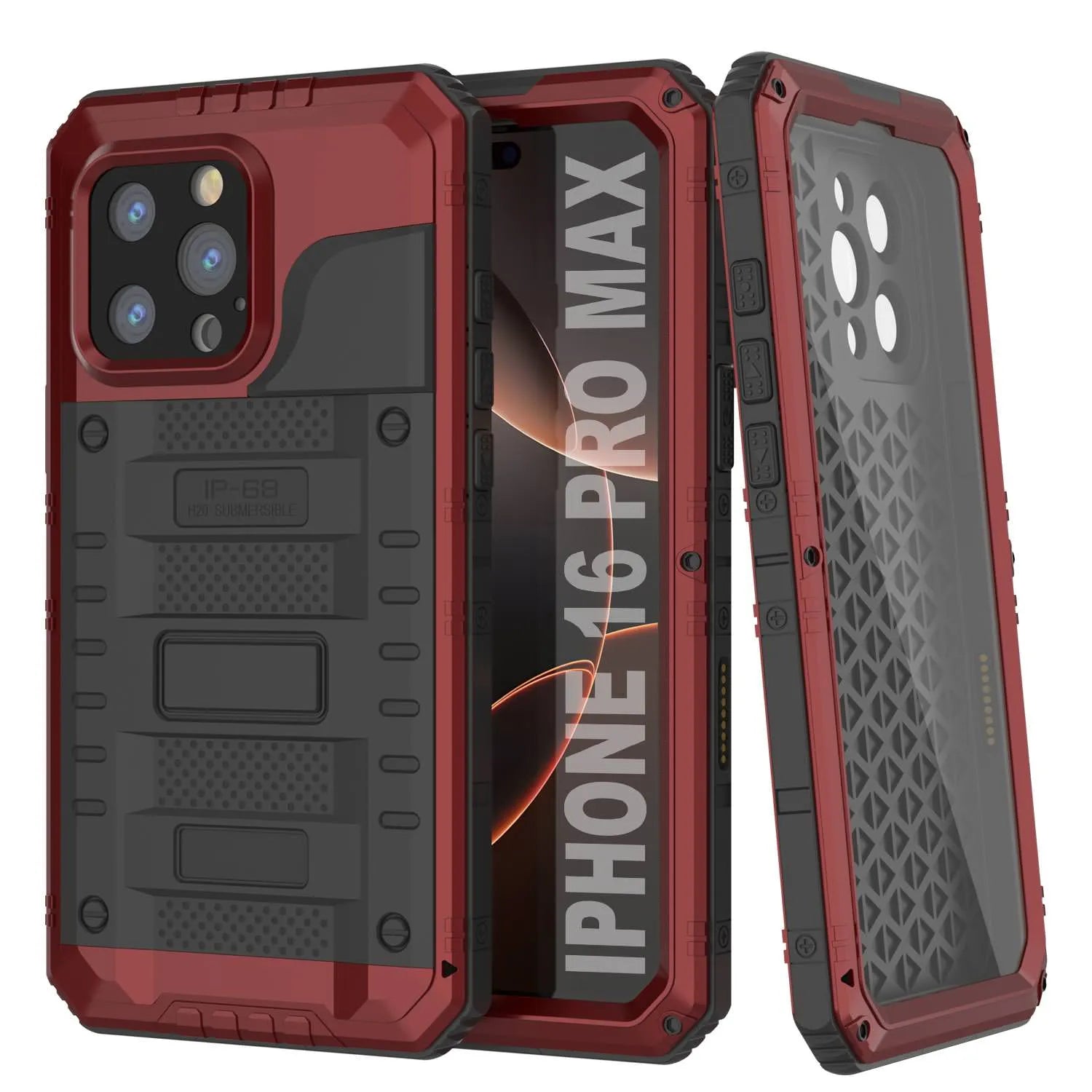 iPhone 16 Pro Max Metal Extreme 3.0 Series Aluminum Waterproof Case IP68 W/Buillt in Screen Protector & Kickstand [Blue]