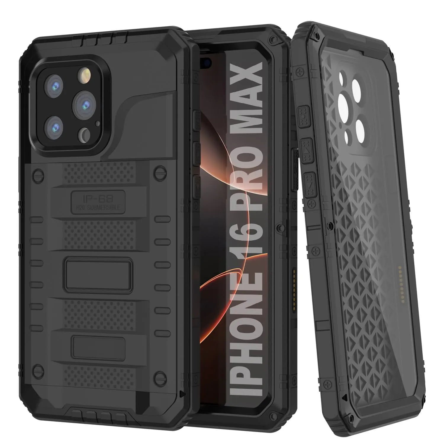 iPhone 16 Pro Max Metal Extreme 3.0 Series Aluminum Waterproof Case IP68 W/Buillt in Screen Protector & Kickstand [Blue]