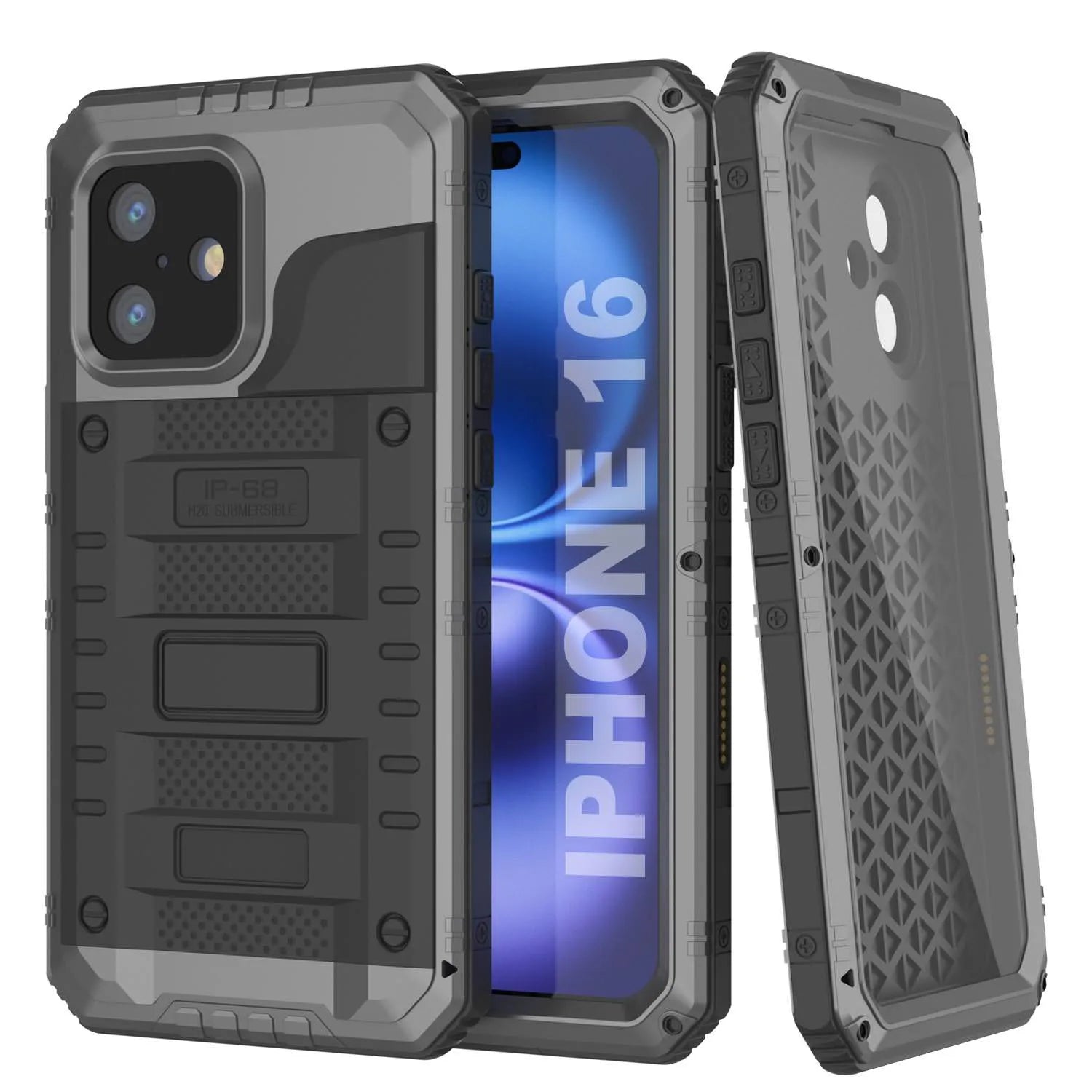 iPhone 16 Metal Extreme 3.0 Series Aluminum Waterproof Case IP68 W/Buillt in Screen Protector & Kickstand [Dark-Green]