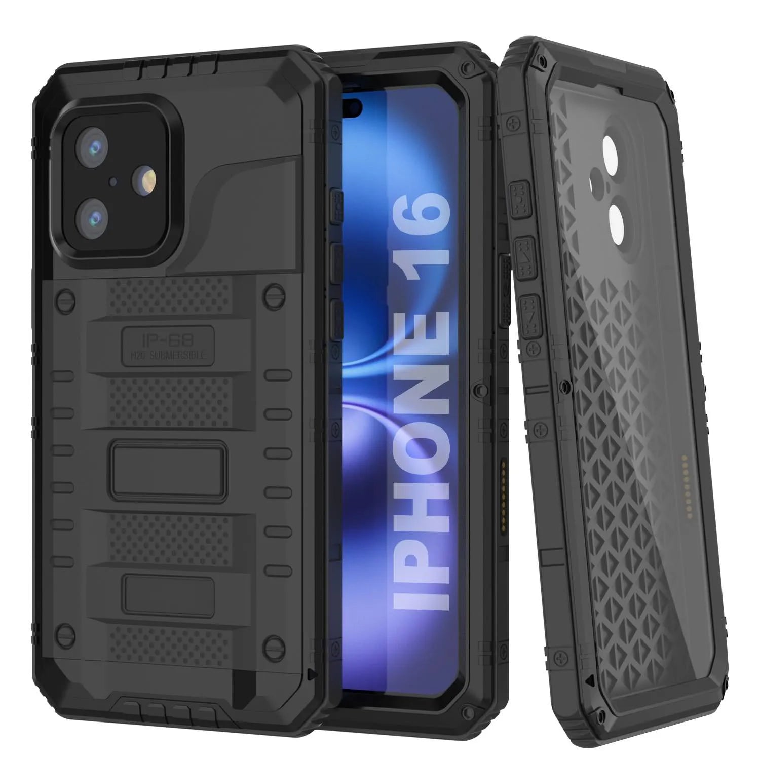 iPhone 16 Metal Extreme 3.0 Series Aluminum Waterproof Case IP68 W/Buillt in Screen Protector & Kickstand [Red]