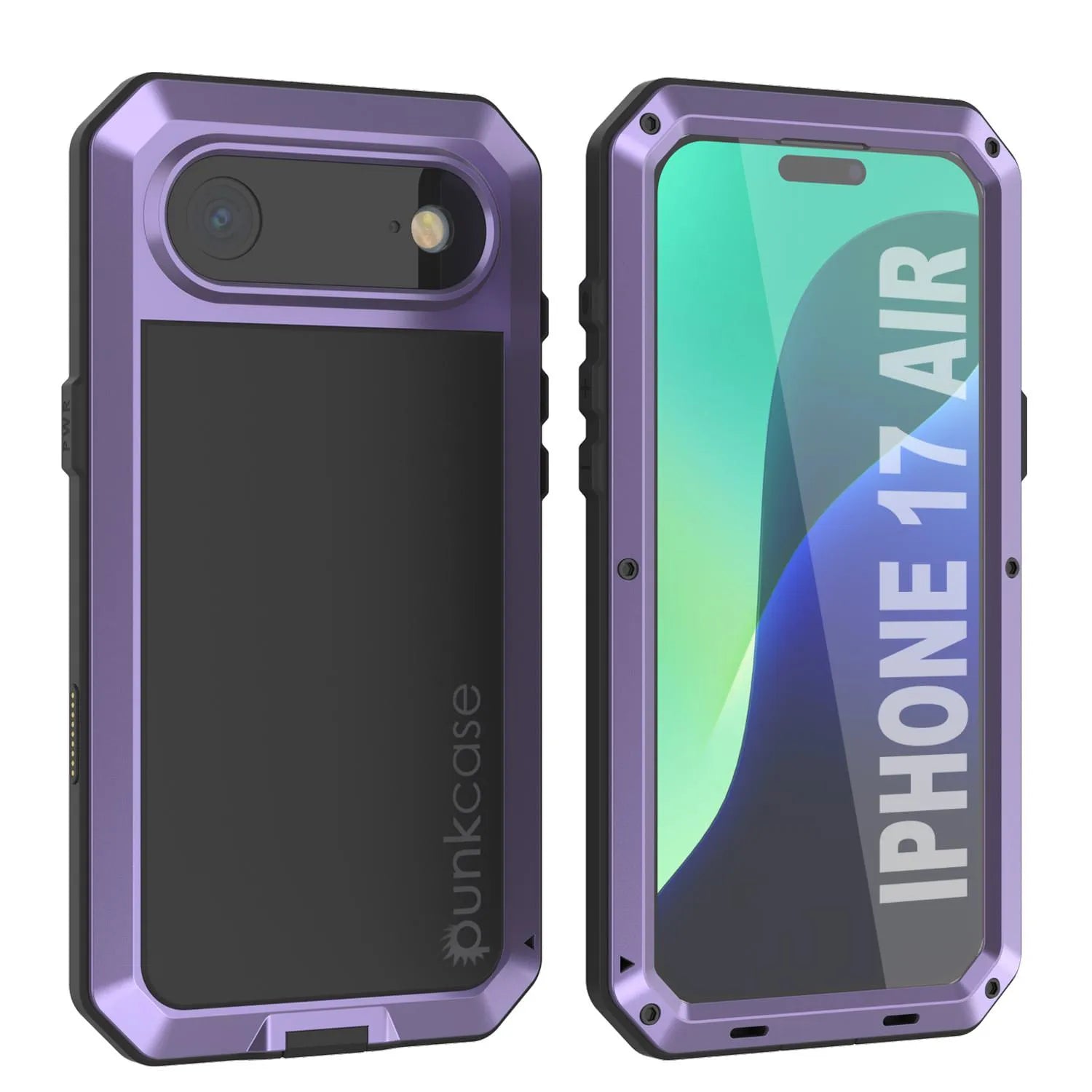 iPhone 17 Air Metal Case, Heavy Duty Military Grade Armor Cover [shock proof] Full Body Hard [Purple]