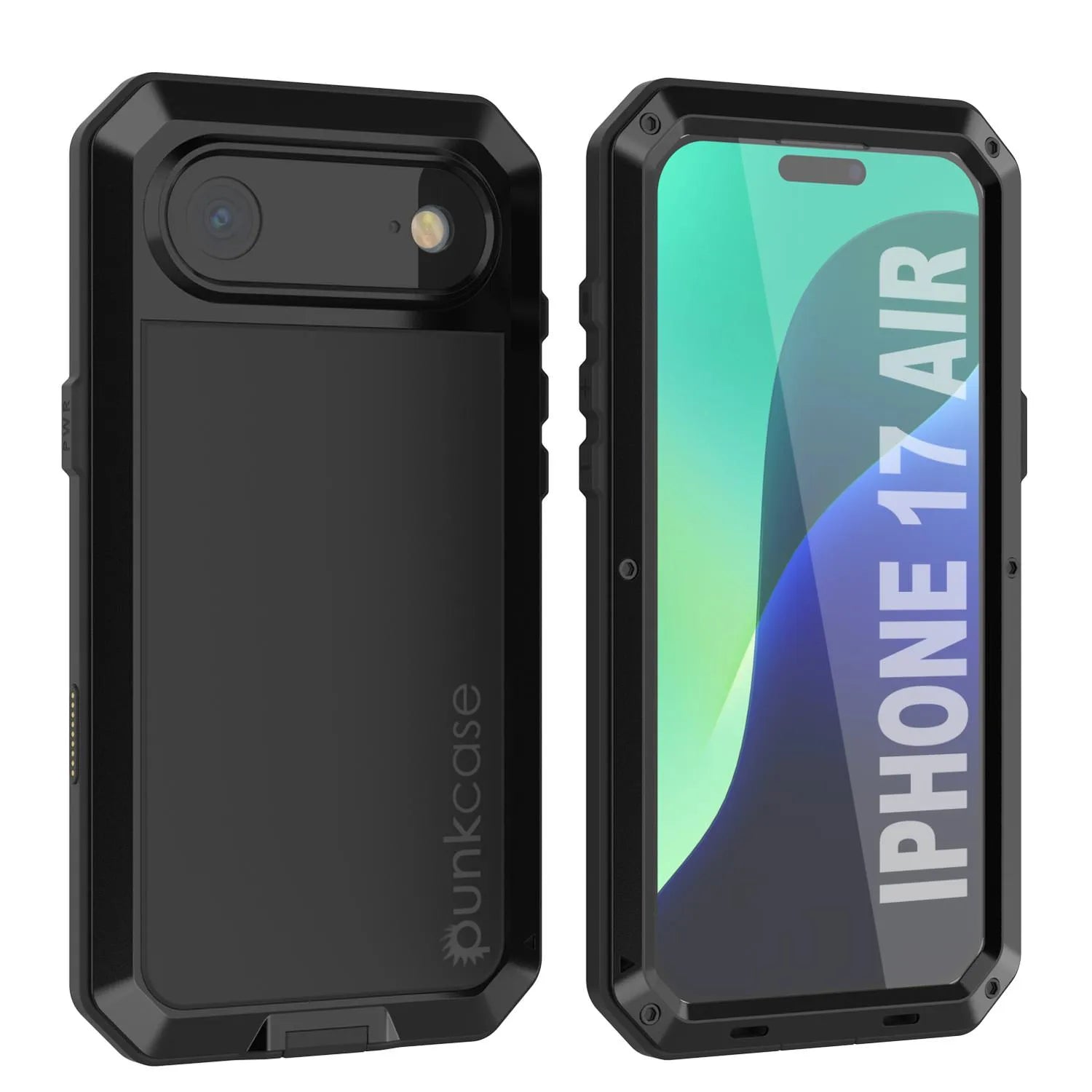 iPhone 17 Air Metal Case, Heavy Duty Military Grade Armor Cover [shock proof] Full Body Hard [Black]