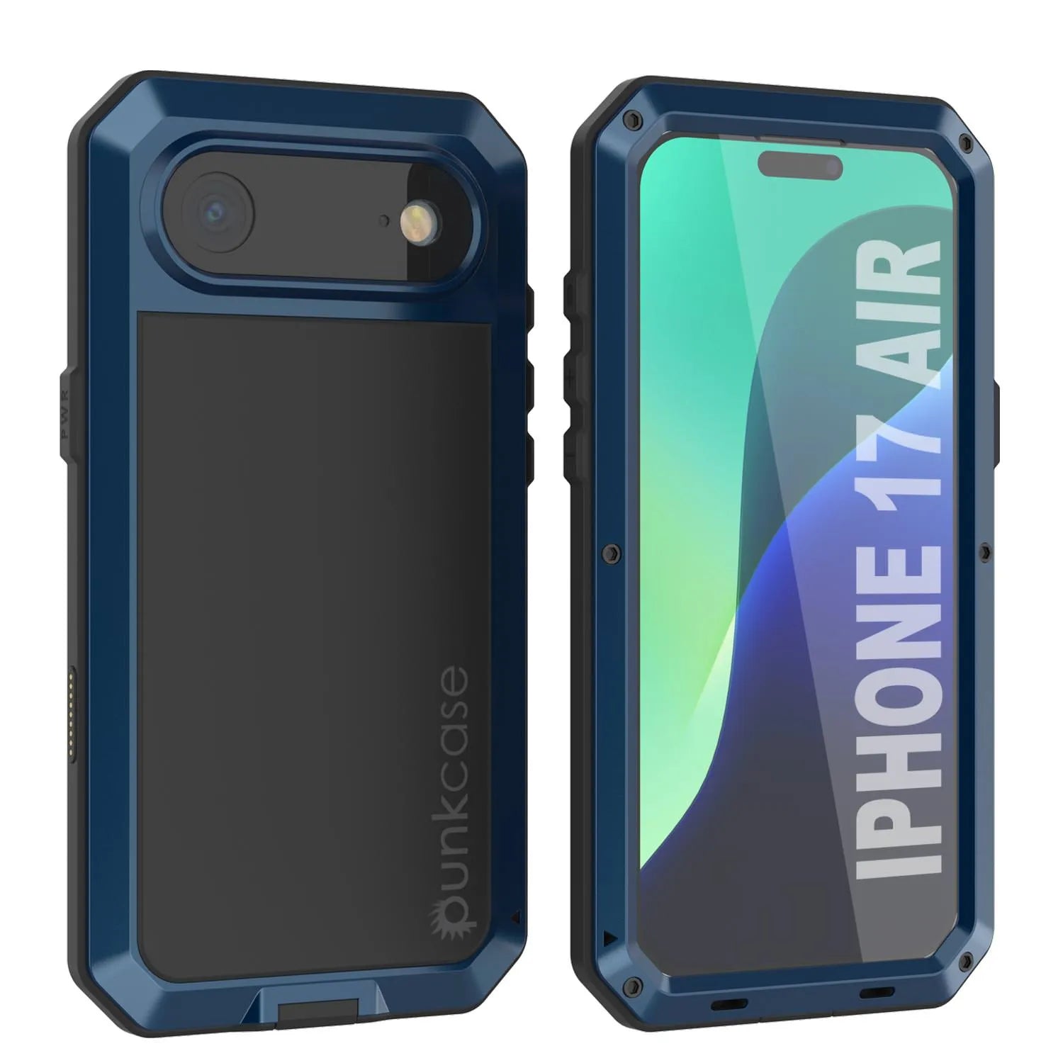 iPhone 17 Air Metal Case, Heavy Duty Military Grade Armor Cover [shock proof] Full Body Hard [Blue]