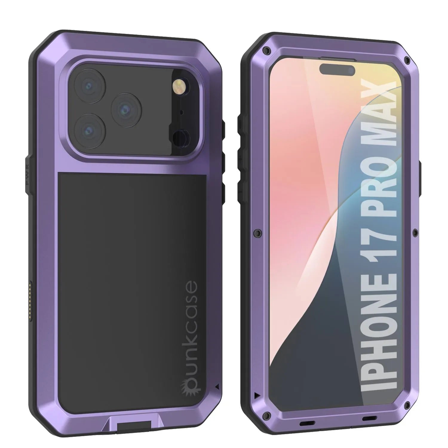 iPhone 17 Pro Max Metal Case, Heavy Duty Military Grade Armor Cover [shock proof] Full Body Hard [Purple]