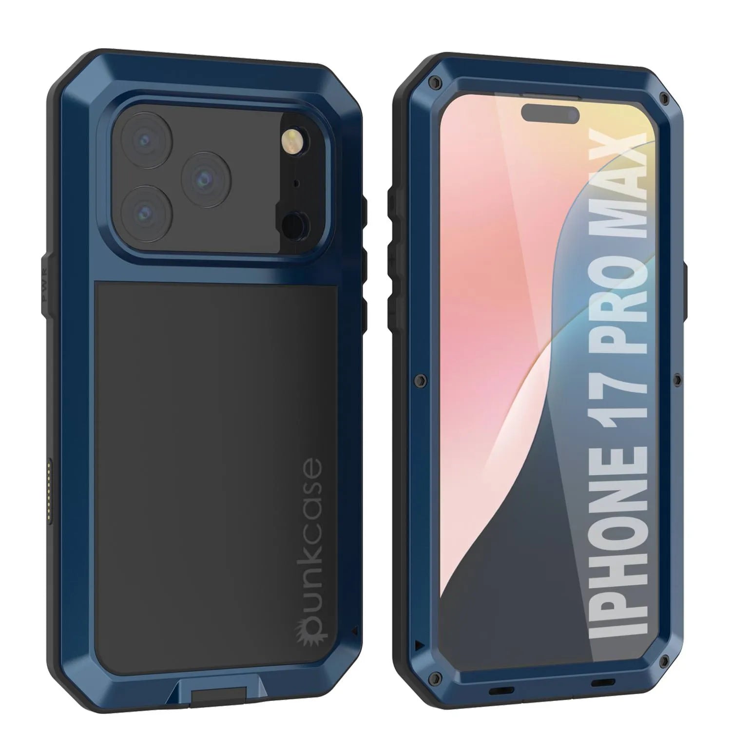 iPhone 17 Pro Max Metal Case, Heavy Duty Military Grade Armor Cover [shock proof] Full Body Hard [Blue]