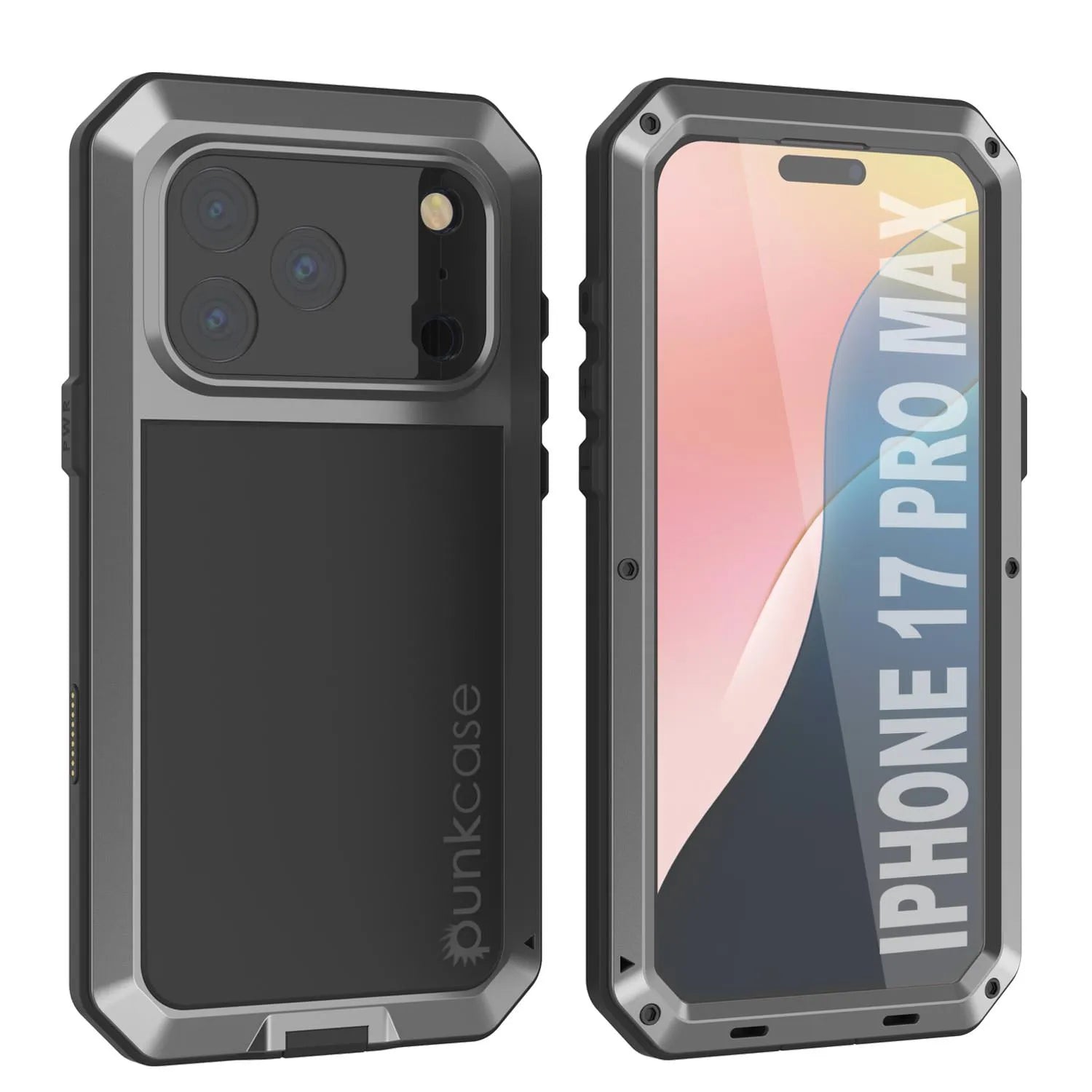 iPhone 17 Pro Max Metal Case, Heavy Duty Military Grade Armor Cover [shock proof] Full Body Hard [Silver]