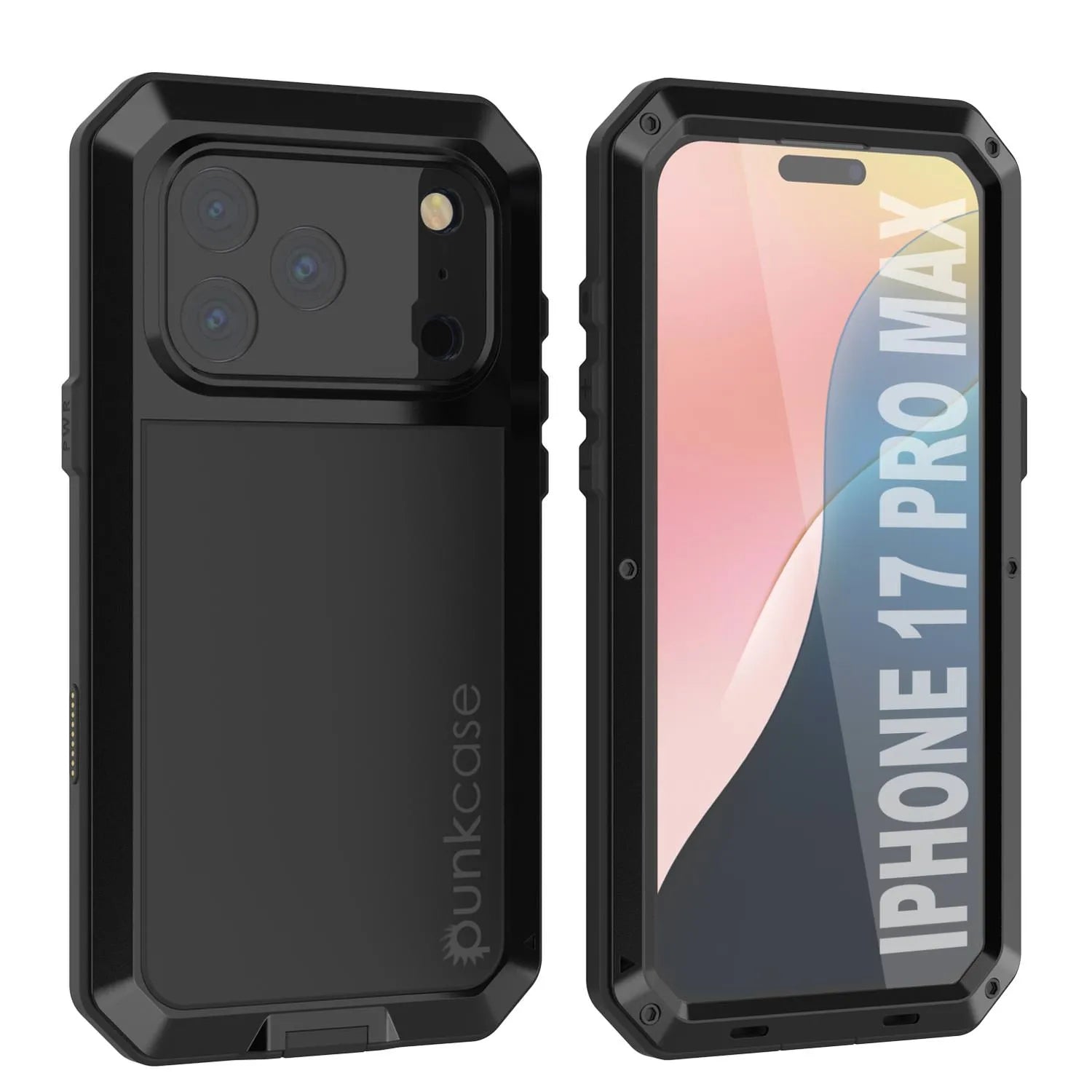 iPhone 17 Pro Max Metal Case, Heavy Duty Military Grade Armor Cover [shock proof] Full Body Hard [Black]