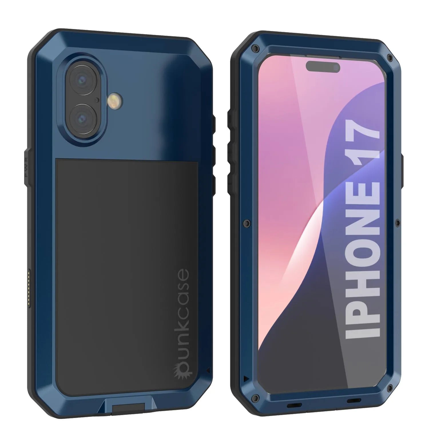 iPhone 17 Metal Case, Heavy Duty Military Grade Armor Cover [shock proof] Full Body Hard [Blue]