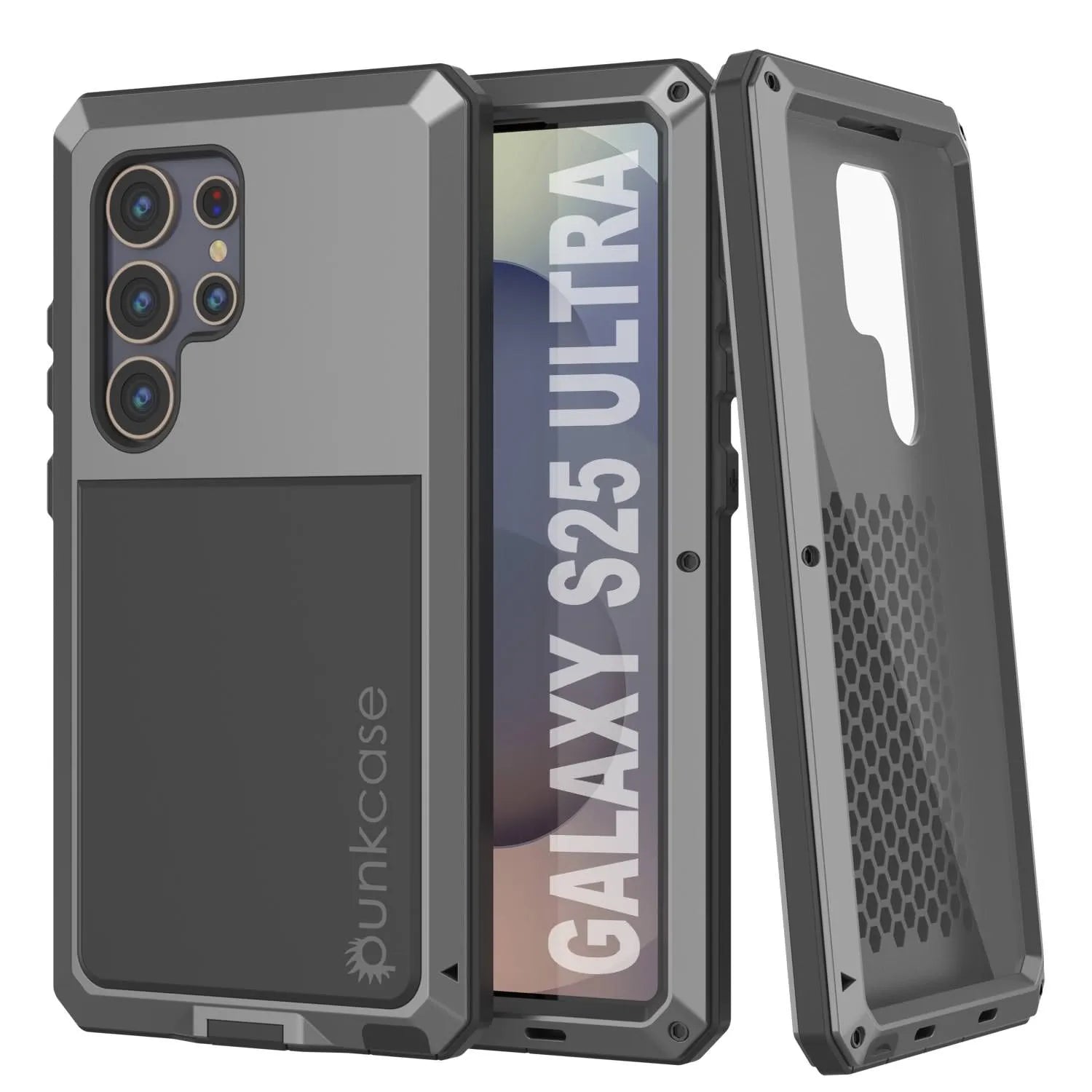 Galaxy S25 Ultra Metal Case, Heavy Duty Military Grade Armor Cover [shock proof] Full Body Hard [White]