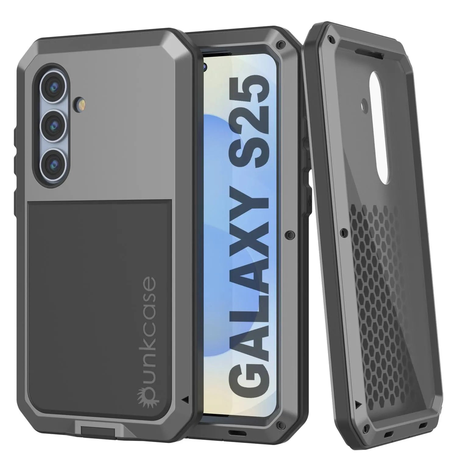 Galaxy S25 Metal Case, Heavy Duty Military Grade Armor Cover [shock proof] Full Body Hard [Pink]