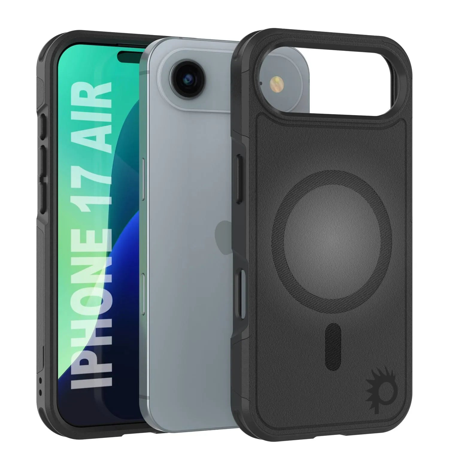 PunkCase iPhone 17 Air Case, [Spartan 2.0 Series] Clear Rugged Heavy Duty Cover W/Built in Screen Protector [Black]