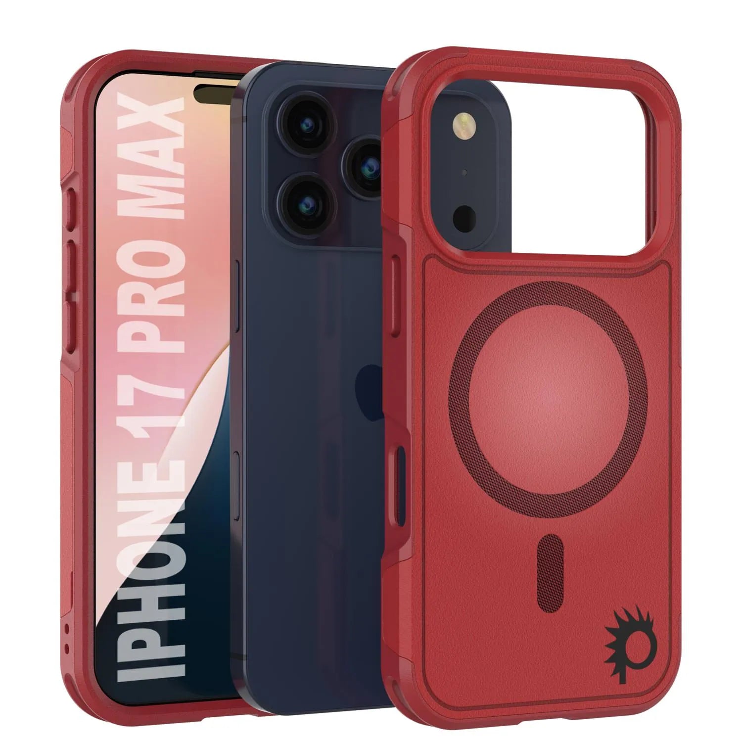 PunkCase iPhone 17 Pro Max Case, [Spartan 2.0 Series] Clear Rugged Heavy Duty Cover W/Built in Screen Protector [red]