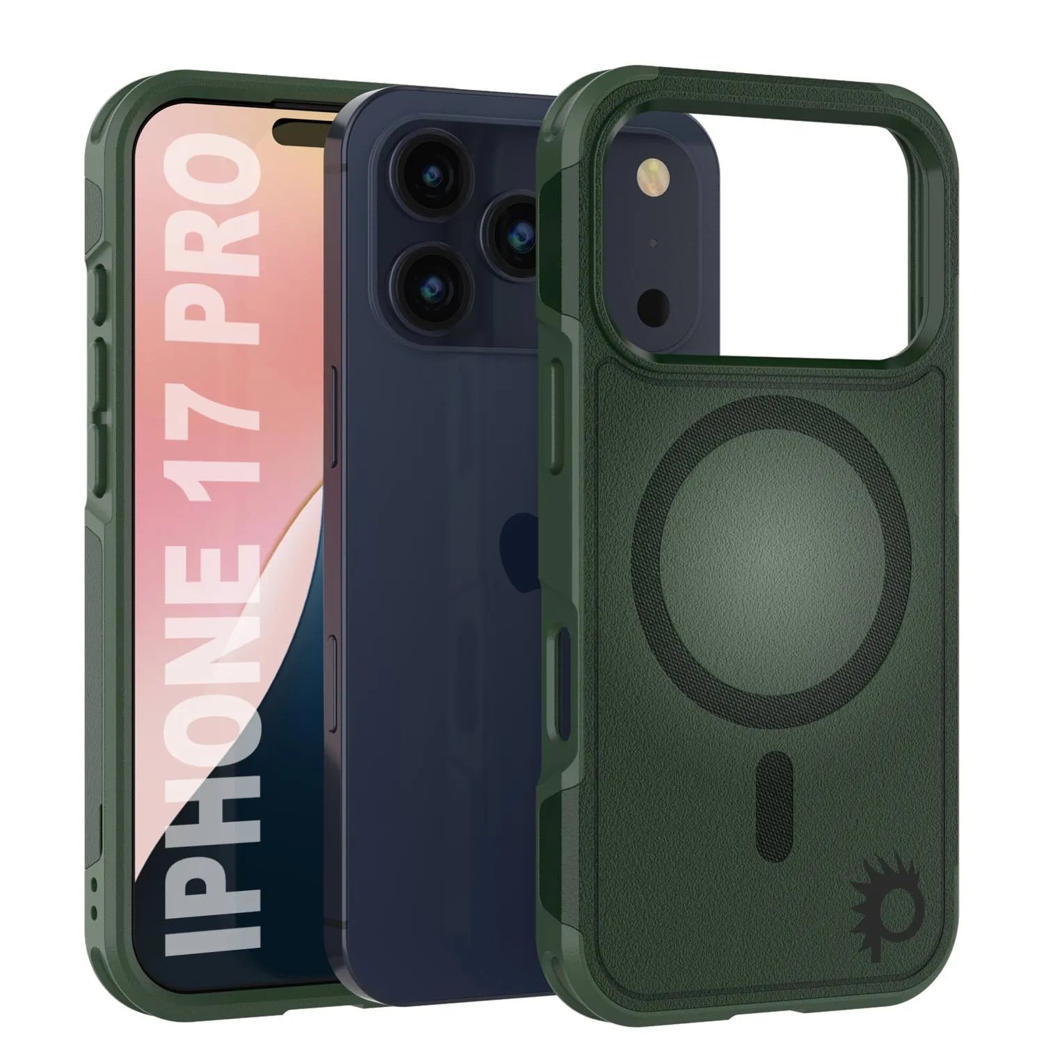 PunkCase iPhone 17 Pro Case, [Spartan 2.0 Series] Clear Rugged Heavy Duty Cover W/Built in Screen Protector [dark green]