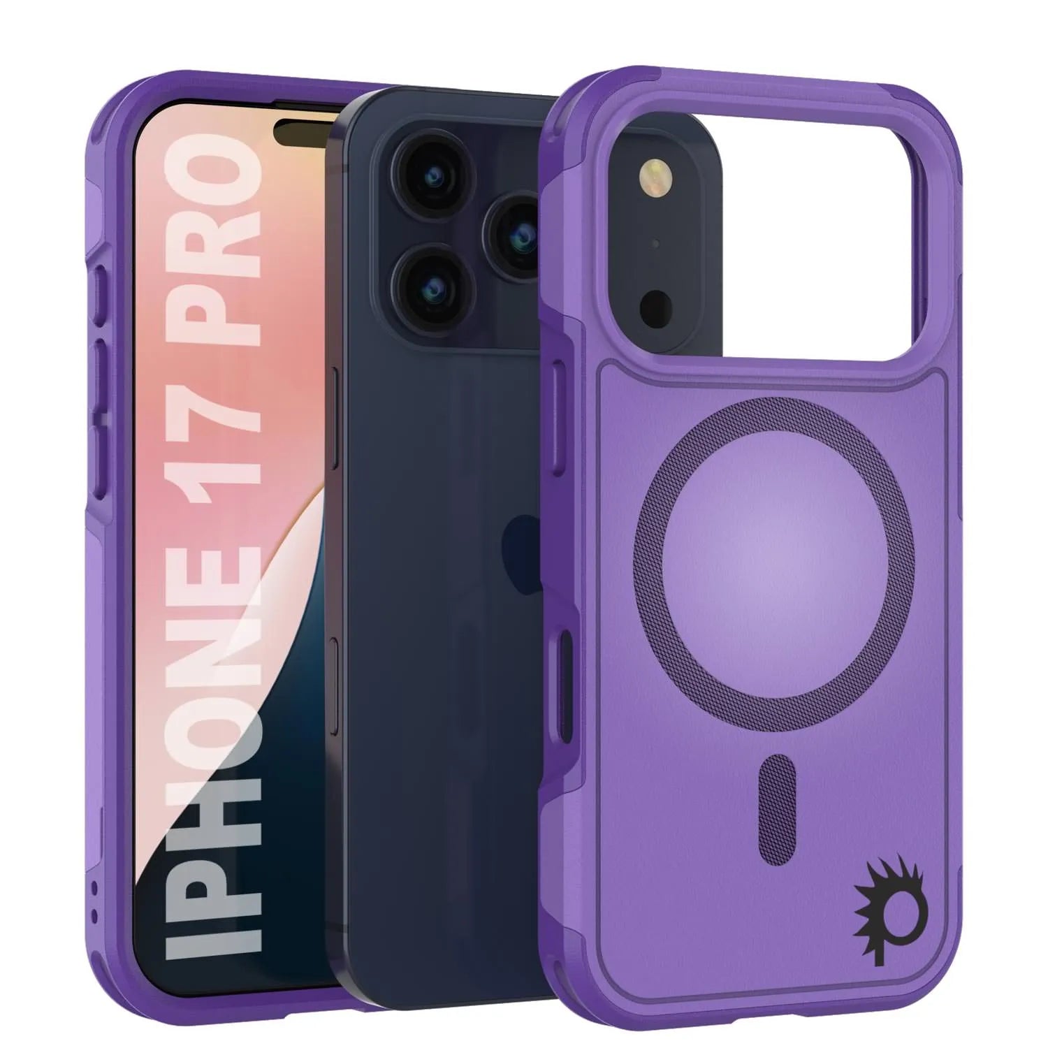 PunkCase iPhone 17 Pro Case, [Spartan 2.0 Series] Clear Rugged Heavy Duty Cover W/Built in Screen Protector [purple]