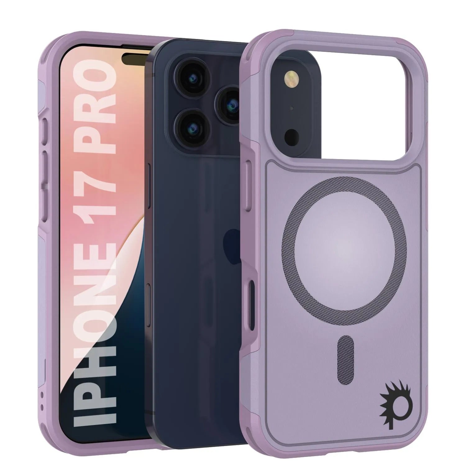 PunkCase iPhone 17 Pro Case, [Spartan 2.0 Series] Clear Rugged Heavy Duty Cover W/Built in Screen Protector [lilac]
