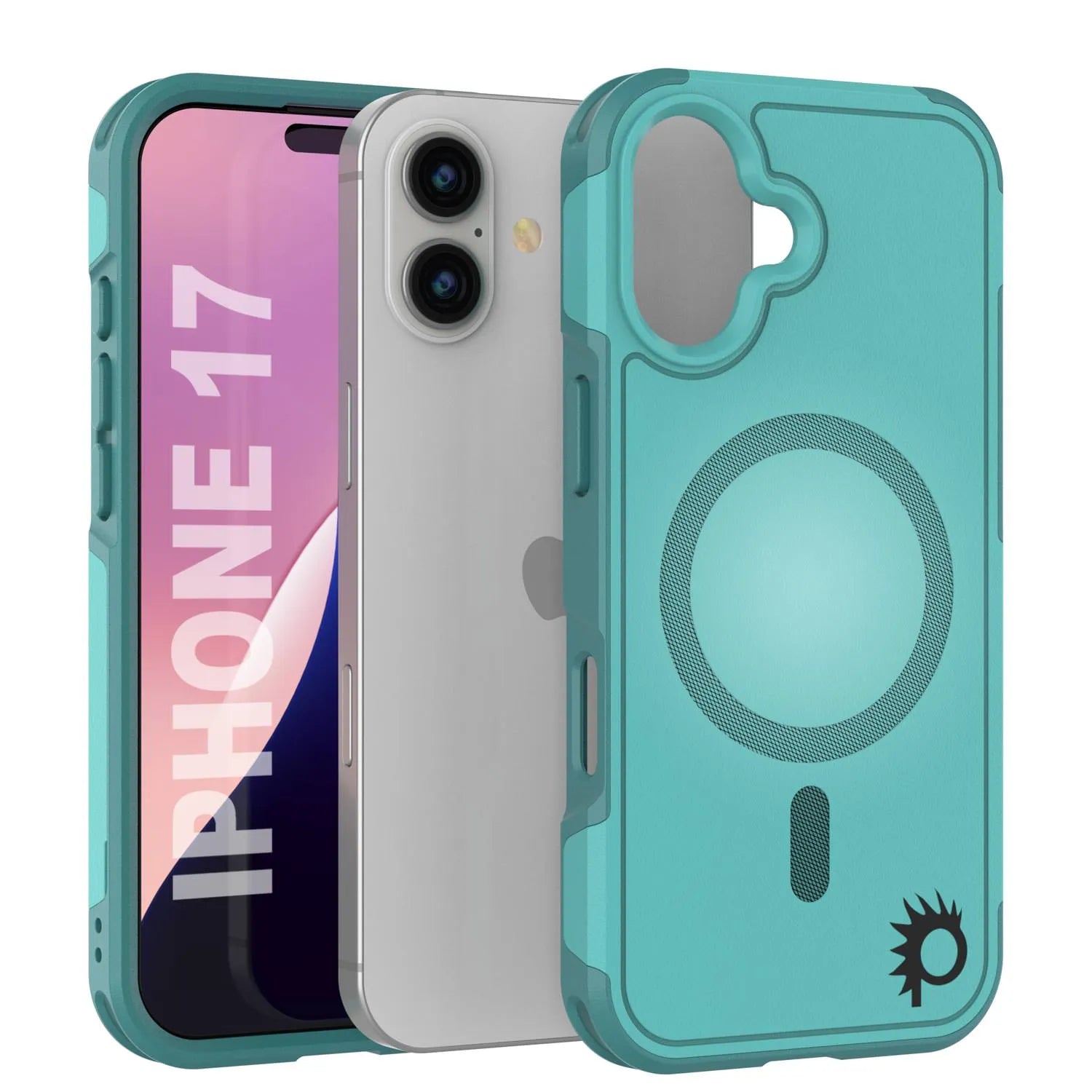 PunkCase iPhone 17 Case, [Spartan 2.0 Series] Clear Rugged Heavy Duty Cover W/Built in Screen Protector [Blue]