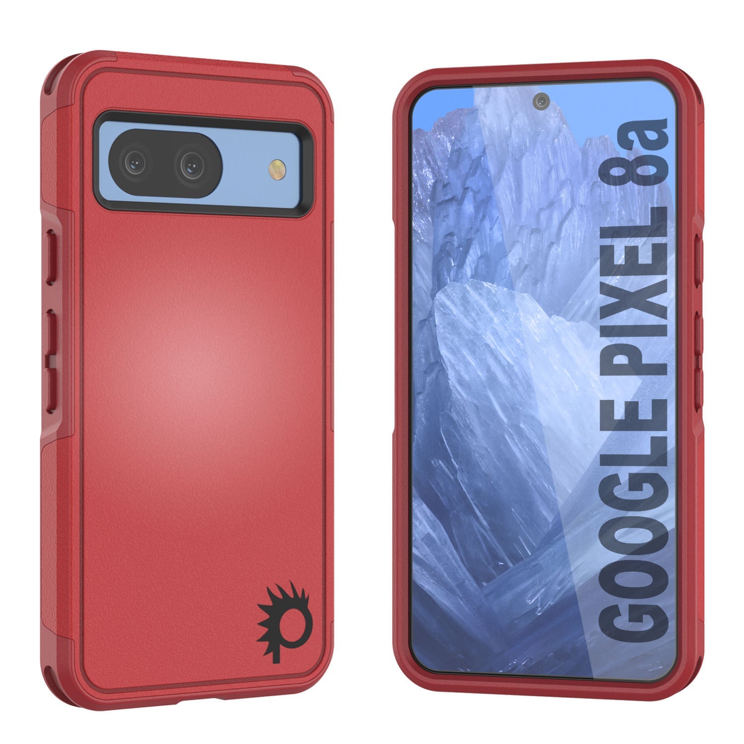 PunkCase Google Pixel 9 Case, [Spartan 2.0 Series] Clear Rugged Heavy Duty Cover W/Built in Screen Protector [Red]