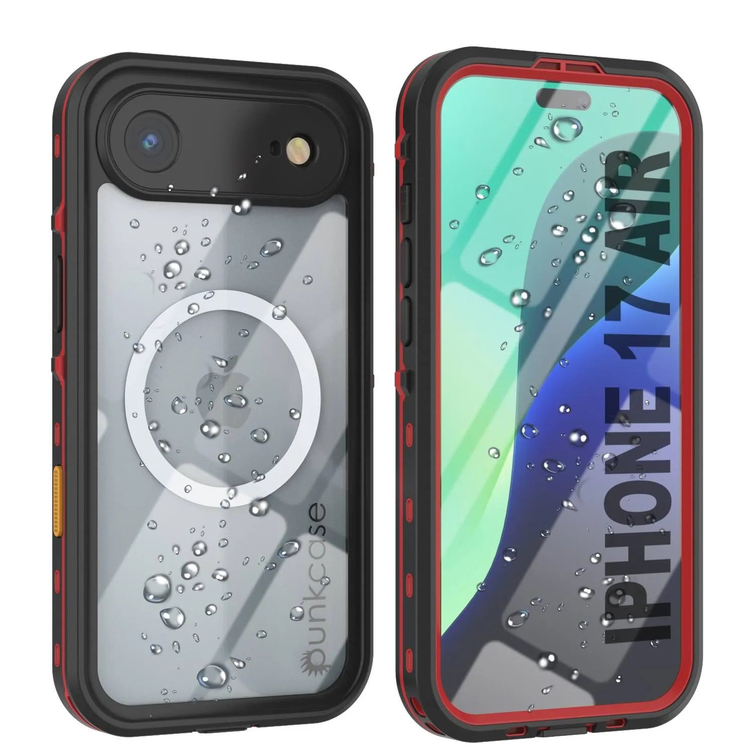 iPhone 17 Air Waterproof IP68 Case, Punkcase [Red] [StudStar Series] [Slim Fit]