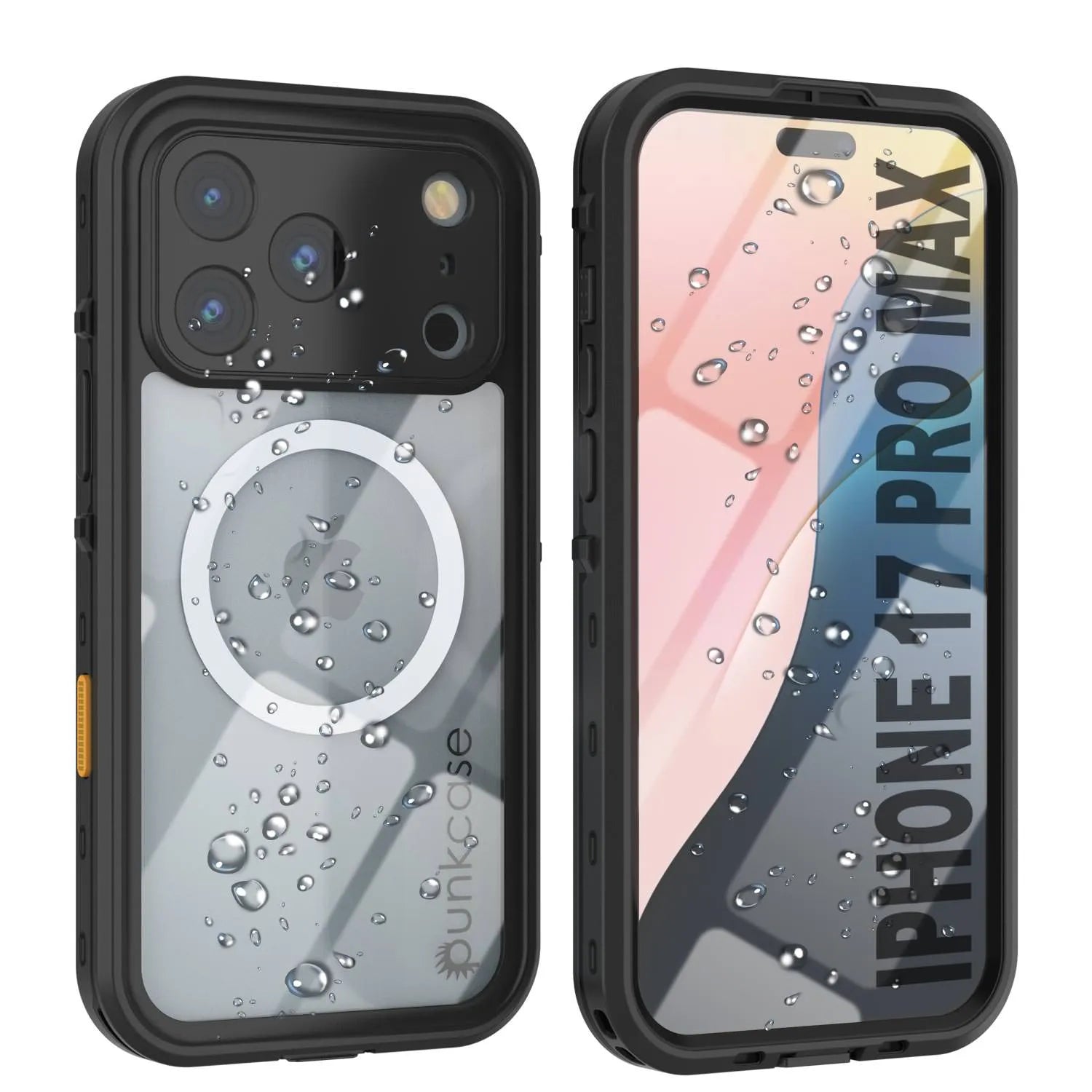iPhone 17 Pro Max Waterproof IP68 Case, Punkcase [Black] [StudStar Series] [Slim Fit]