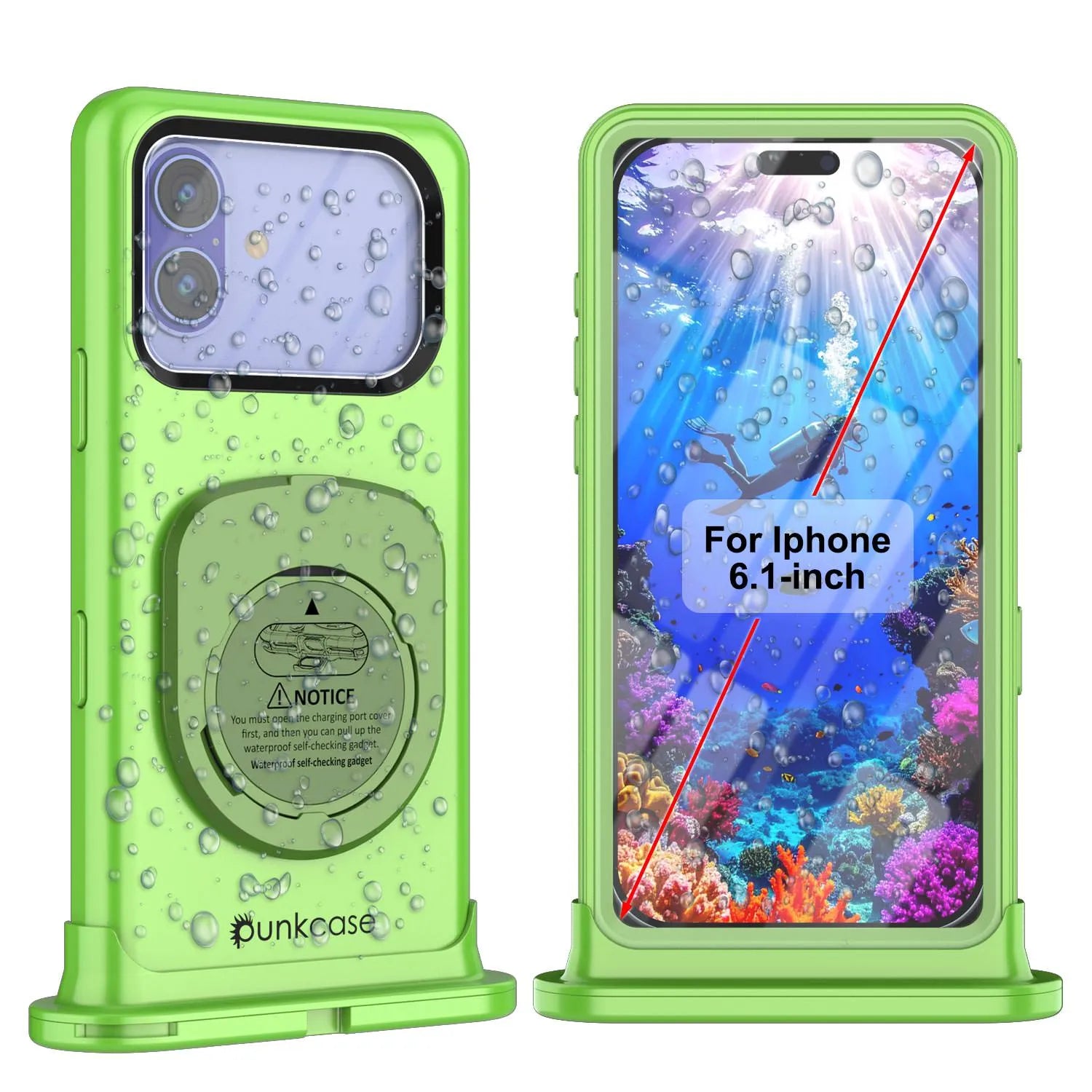 Punkcase Universal 2.0 Waterproof Phone Case for 6.1–6.3" [Green]