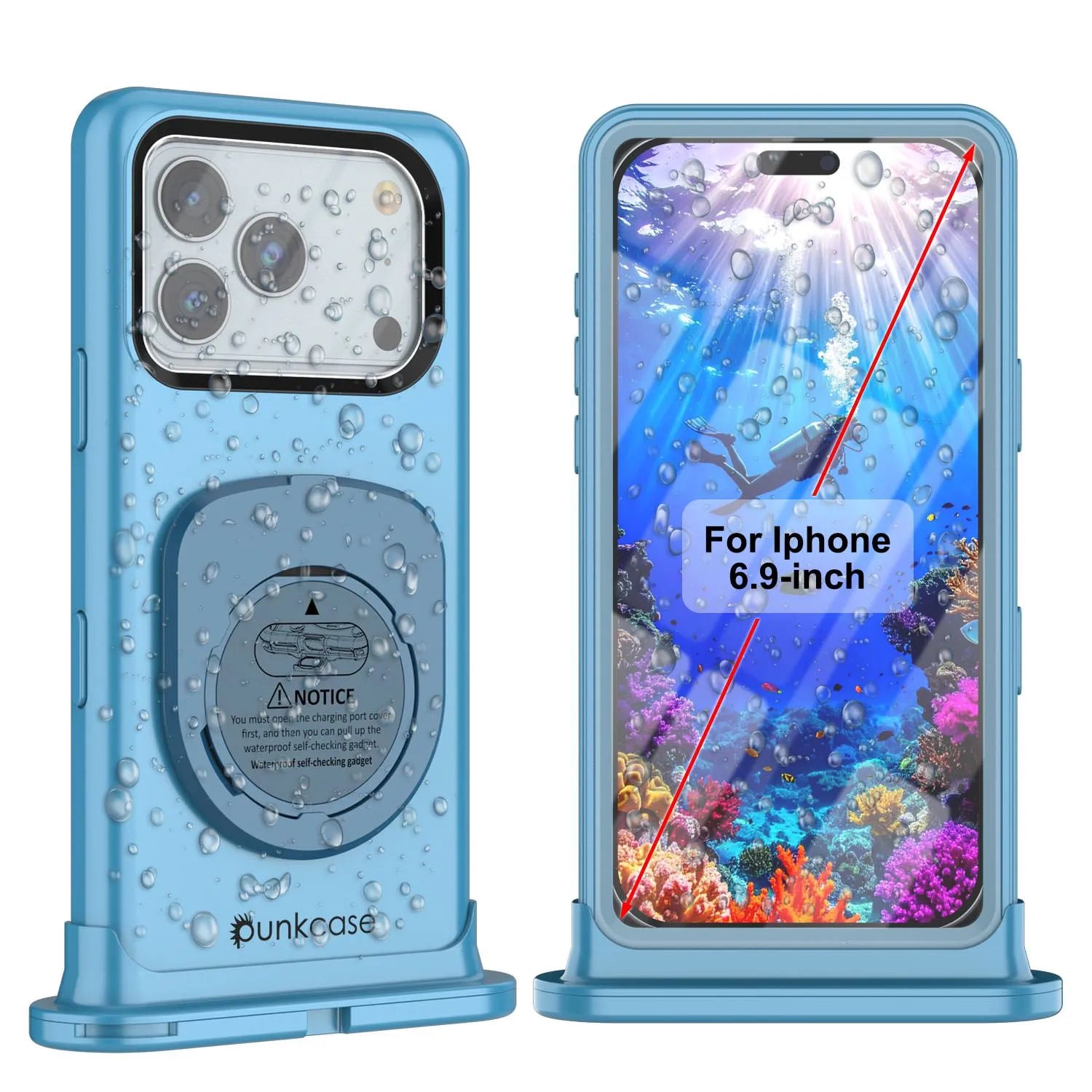 Punkcase Universal 2.0 Waterproof Phone Case for 6.7–6.9" [Blue]