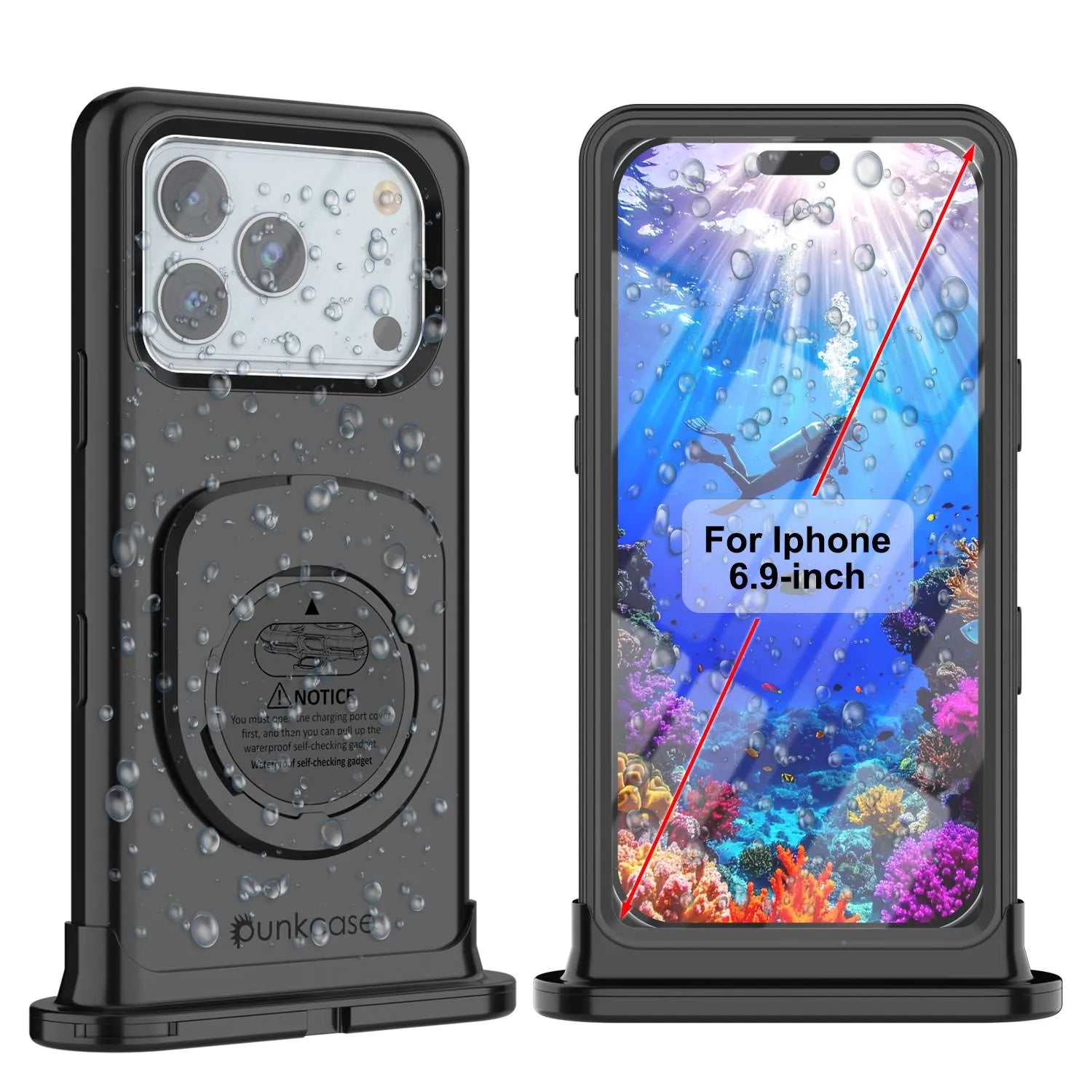 Punkcase Universal 2.0 Waterproof Phone Case for 6.7–6.9" [Black]