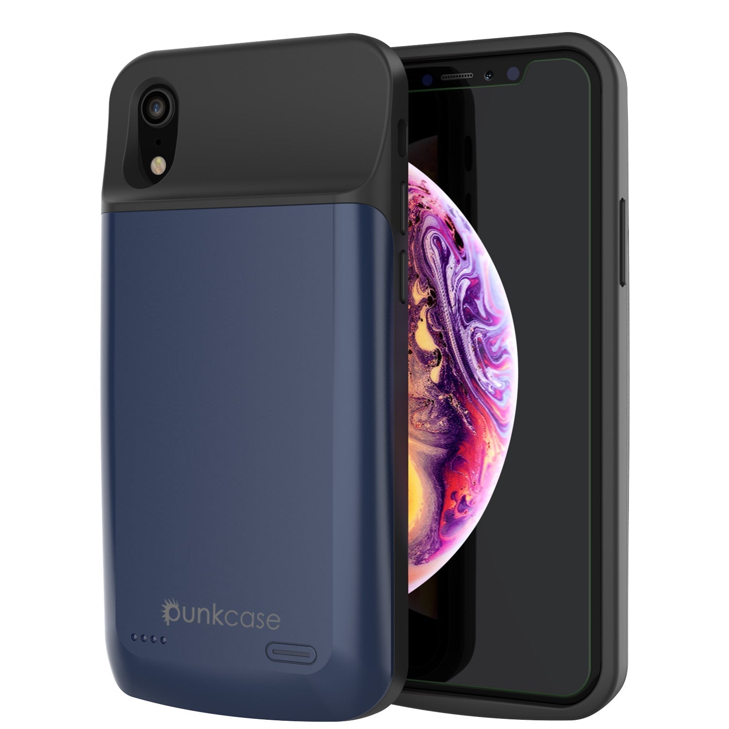 iphone XR Battery Case, PunkJuice 5000mAH Fast Charging Power Bank W/ Screen Protector | [Black]