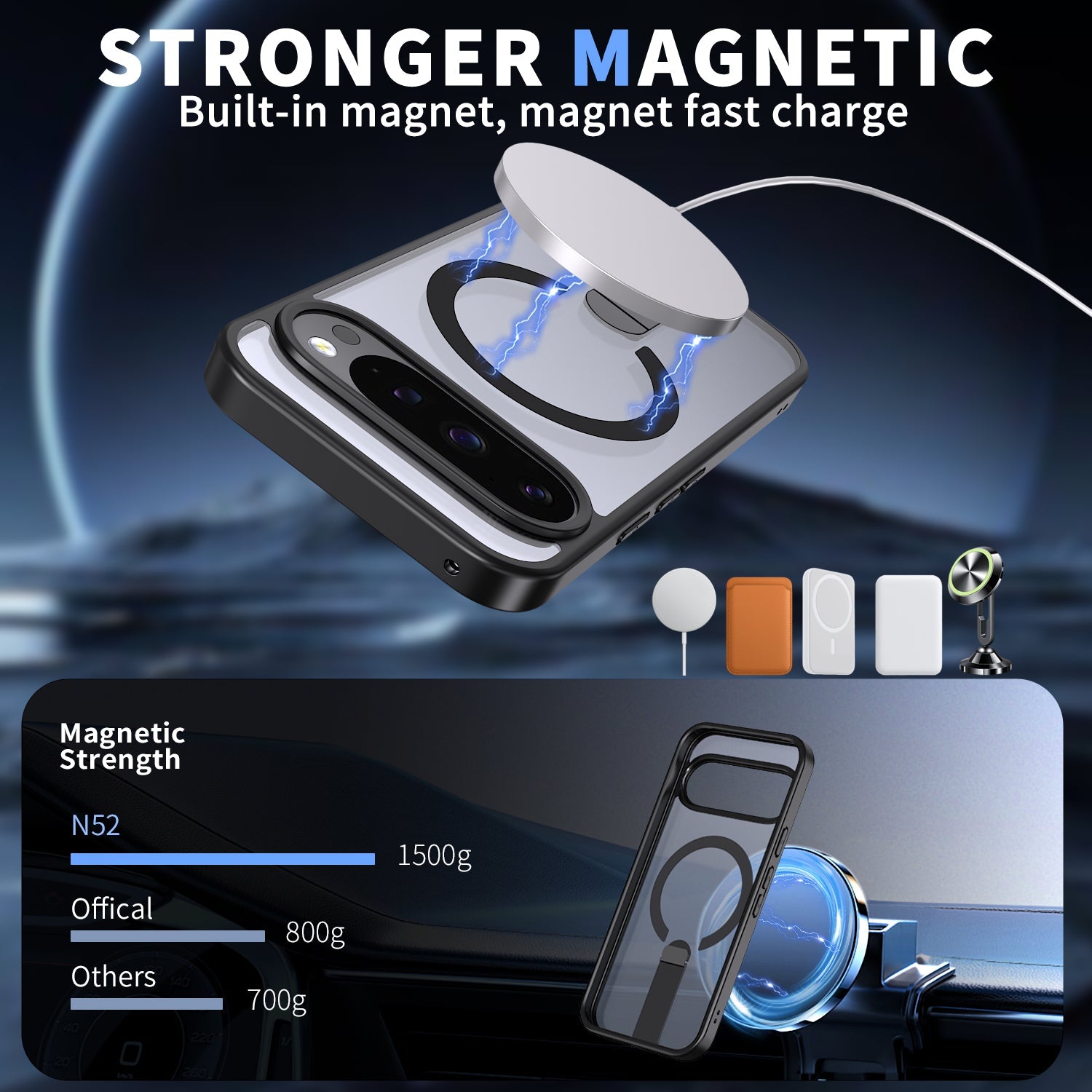 Google Pixel 10 Pro Lucid 3.0 Clear Protective Cover w/ Magnetic Wireless Charging