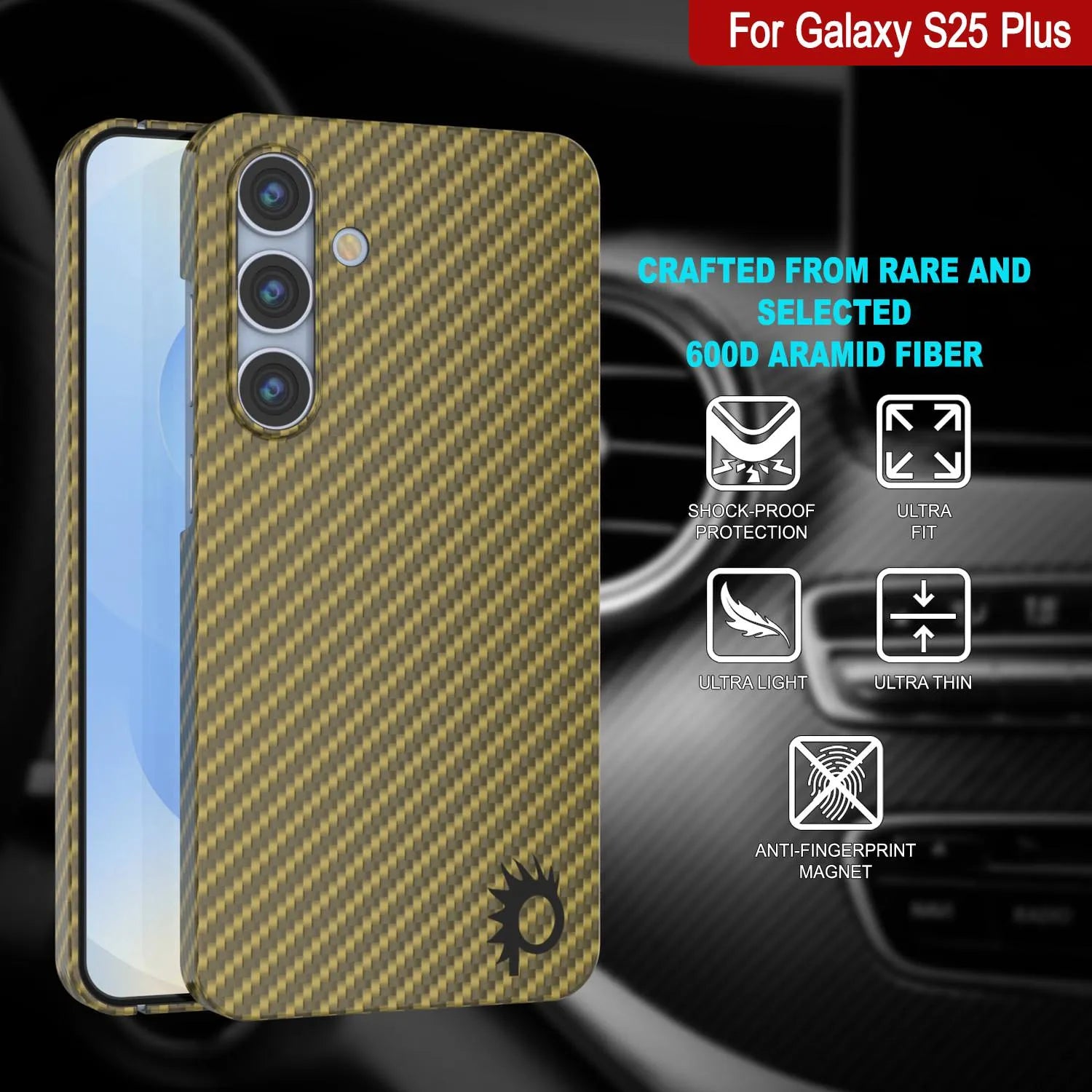 Punkcase Galaxy S25 Plus Carbon Fiber Case [AramidShield Series] Ultra Slim & Light Kevlar [Rose]