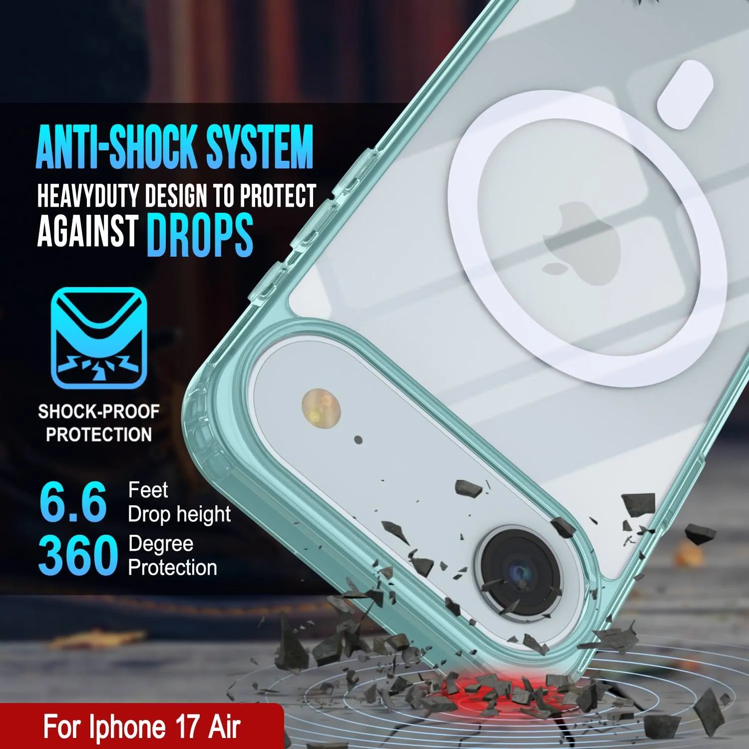 Punkcase iPhone 17 Air Magnetic Wireless Charging Case [ClearMag Series][Teal]