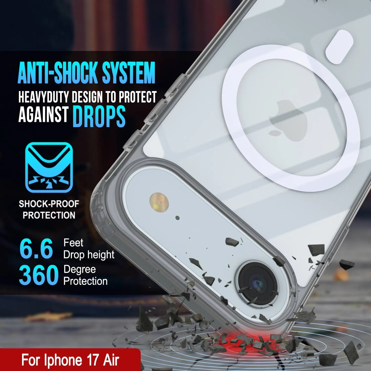 Punkcase iPhone 17 Air Magnetic Wireless Charging Case [ClearMag Series][Silver]