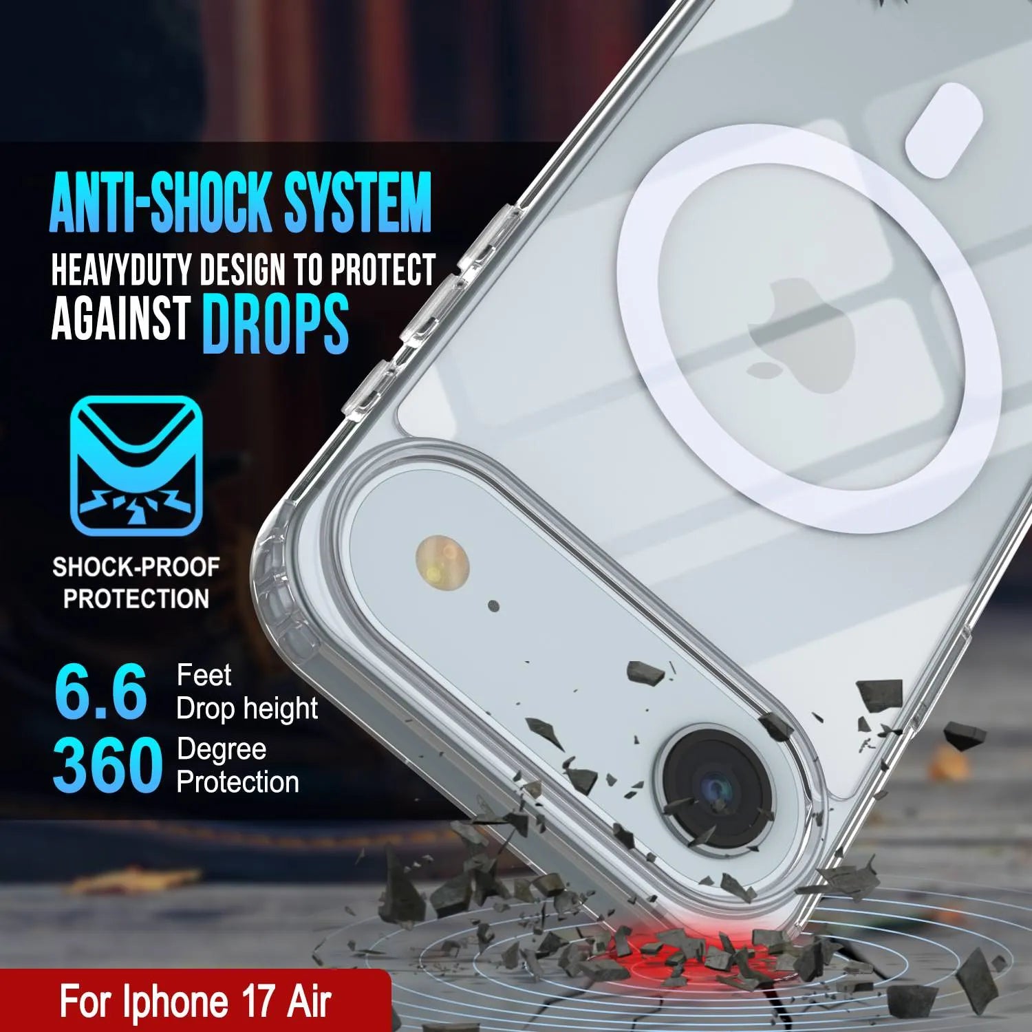 Punkcase iPhone 17 Air Magnetic Wireless Charging Case [ClearMag Series][Clear]