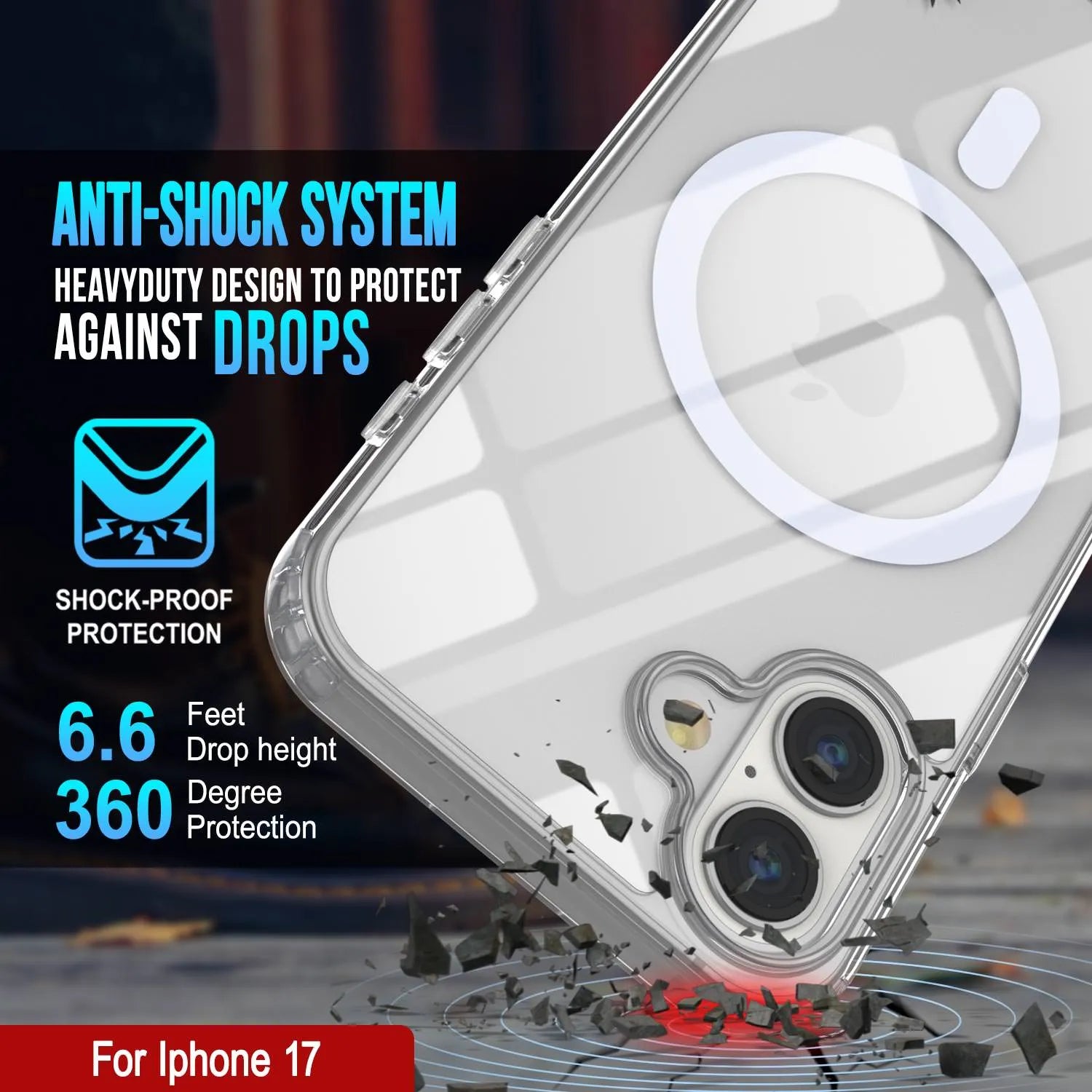 Punkcase iPhone 17 Magnetic Wireless Charging Case [ClearMag Series][Clear]