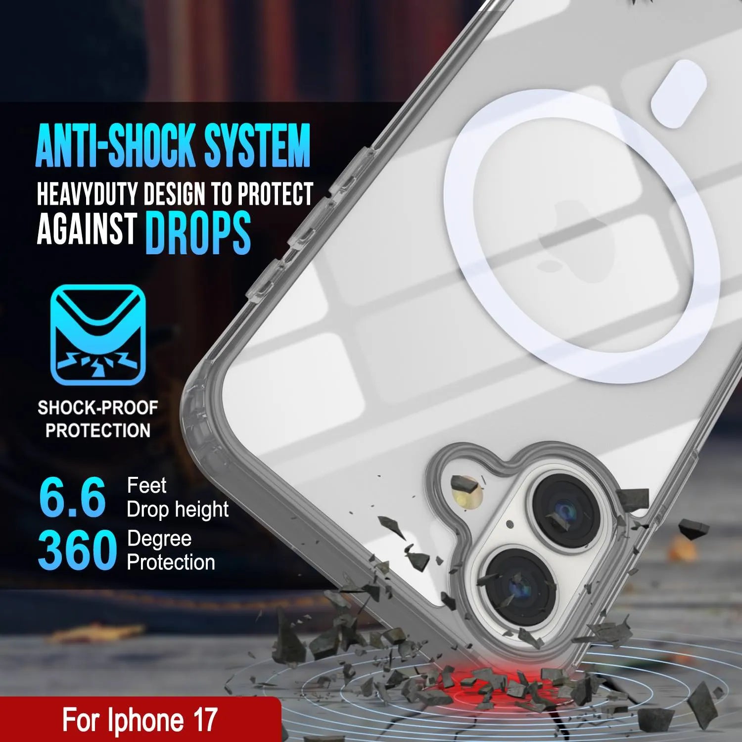 Punkcase iPhone 17 Magnetic Wireless Charging Case [ClearMag Series][Silver]